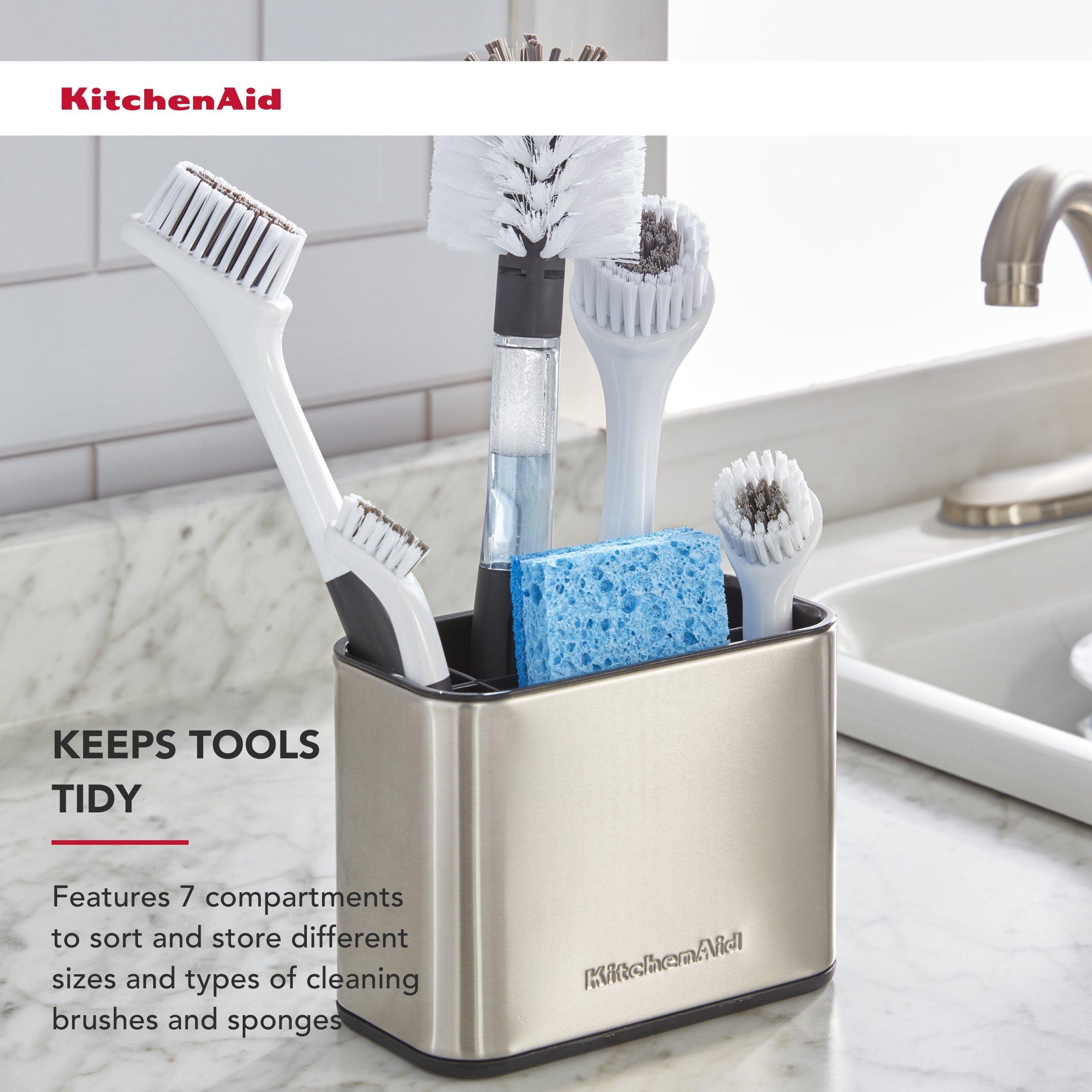 Grey - KitchenAid - Stainless Steel Sink Brush Caddy - 3