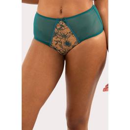 Playful Promises Olivia Teal Contrast Embroidery High Waist Brief