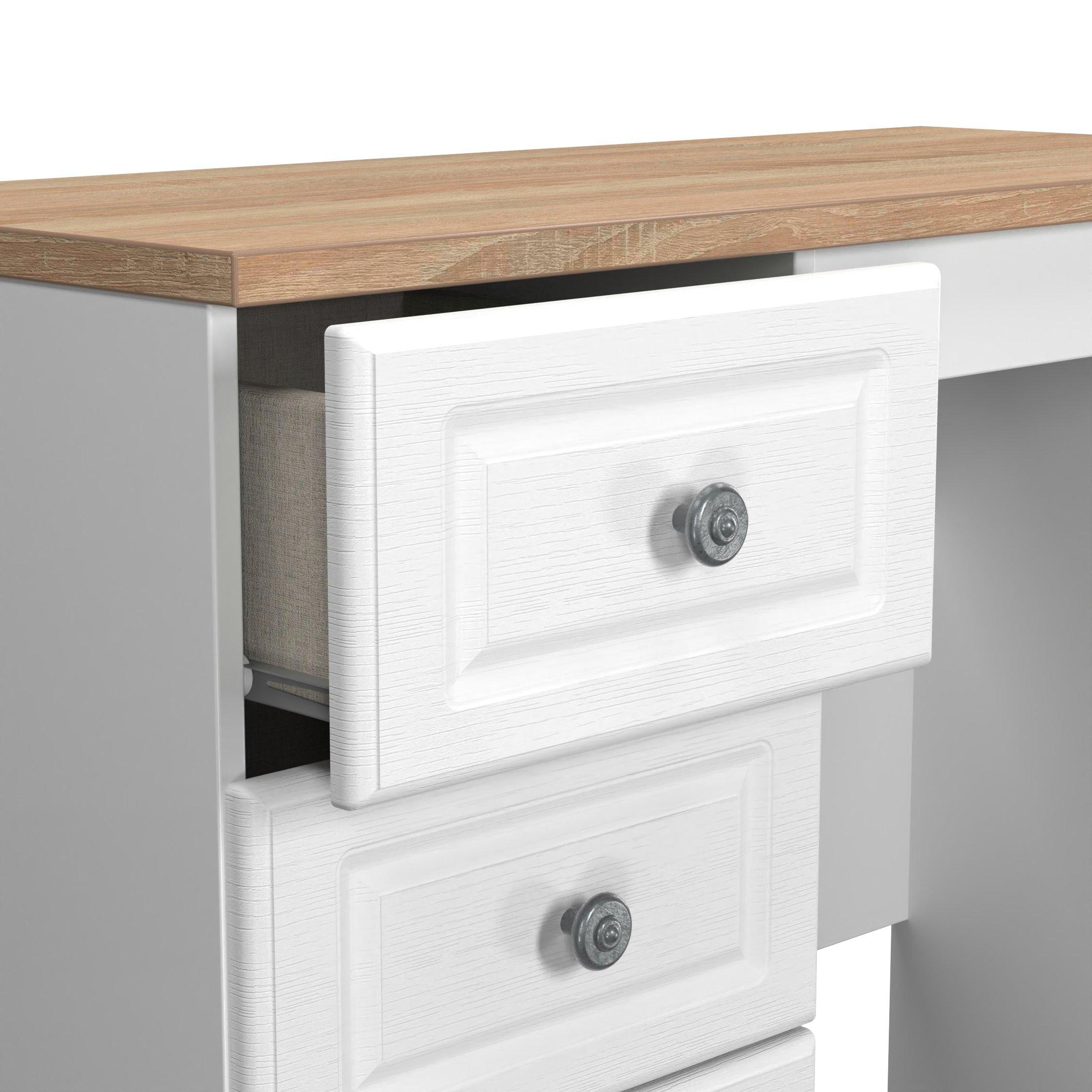 White Ash & Oak - Welcome Furniture - Norfolk 3 Drawer Vanity - Ready Assembled - 6