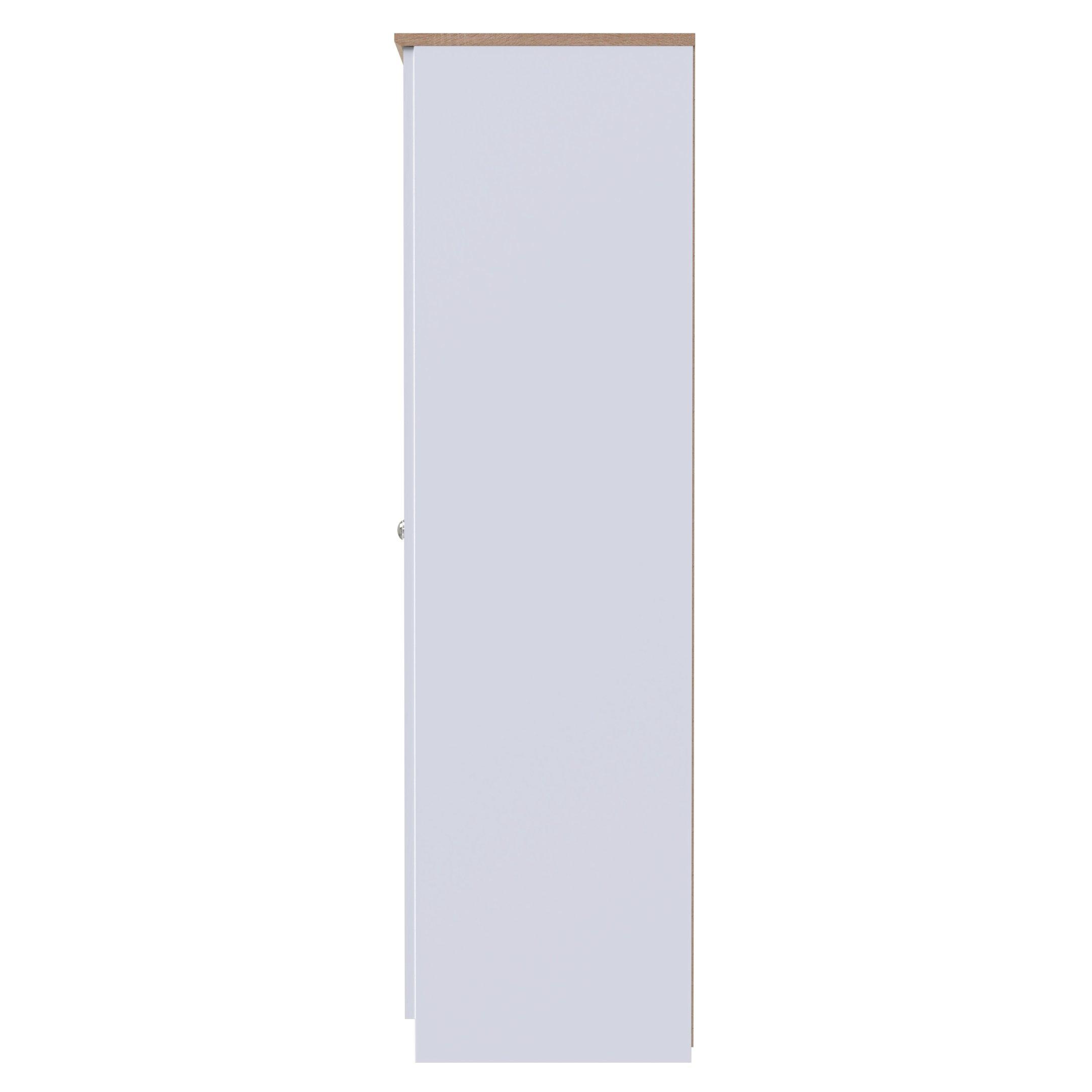 White Ash & Oak - Welcome Furniture - Sussex Tall Plain Double Wardrobe - Ready Assemble - 2