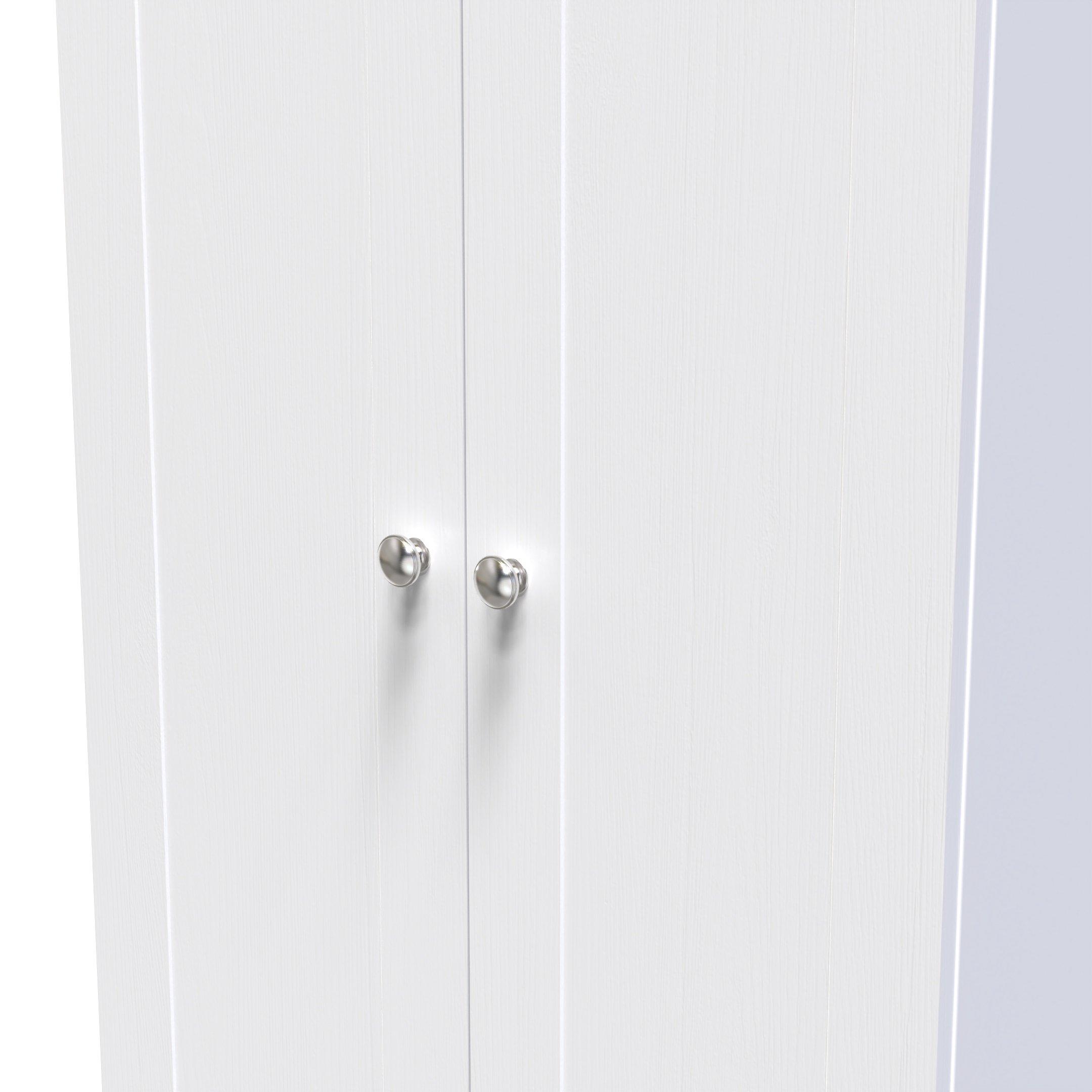 White Ash & Oak - Welcome Furniture - Sussex Tall Plain Double Wardrobe - Ready Assemble - 4