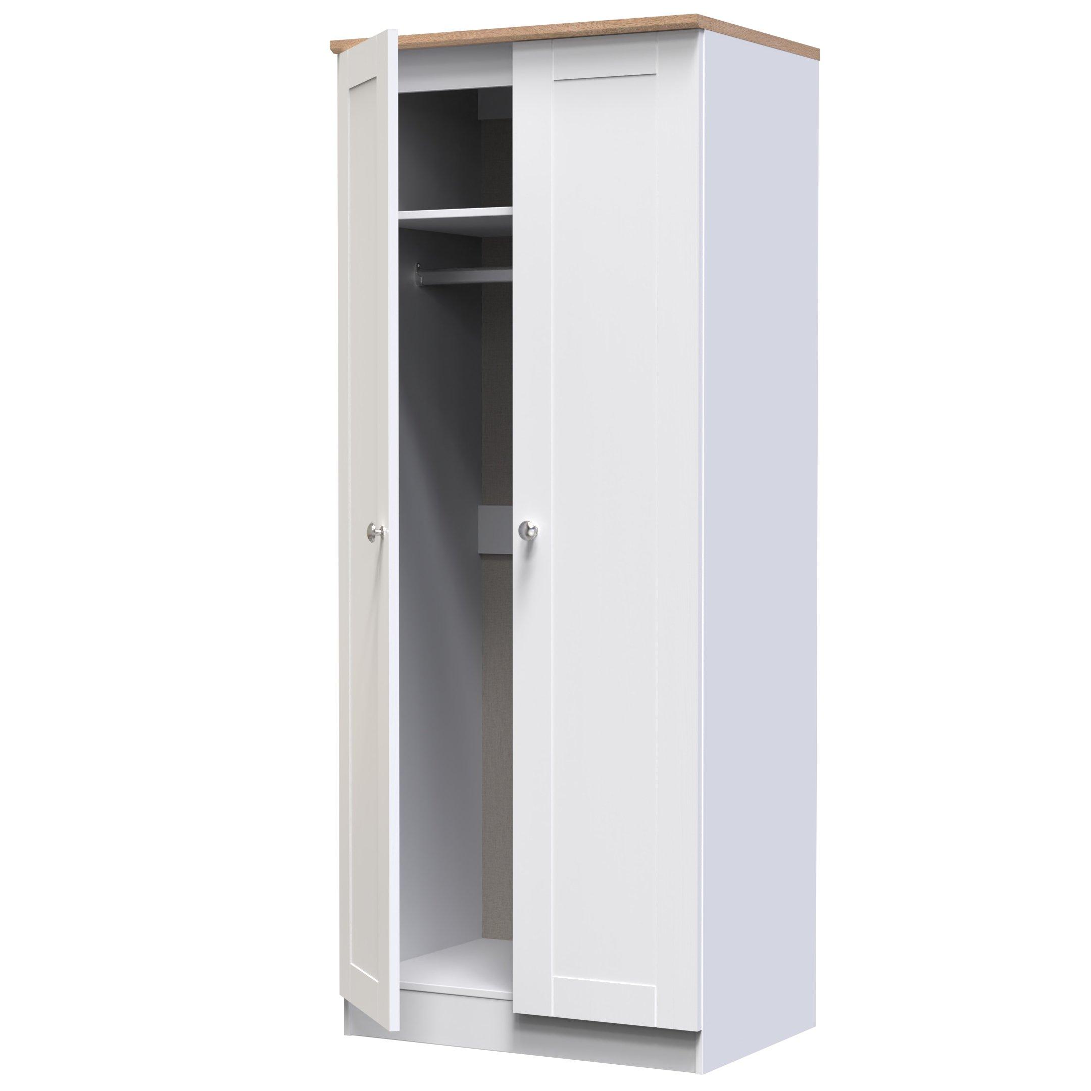 White Ash & Oak - Welcome Furniture - Sussex Tall Plain Double Wardrobe - Ready Assemble - 5