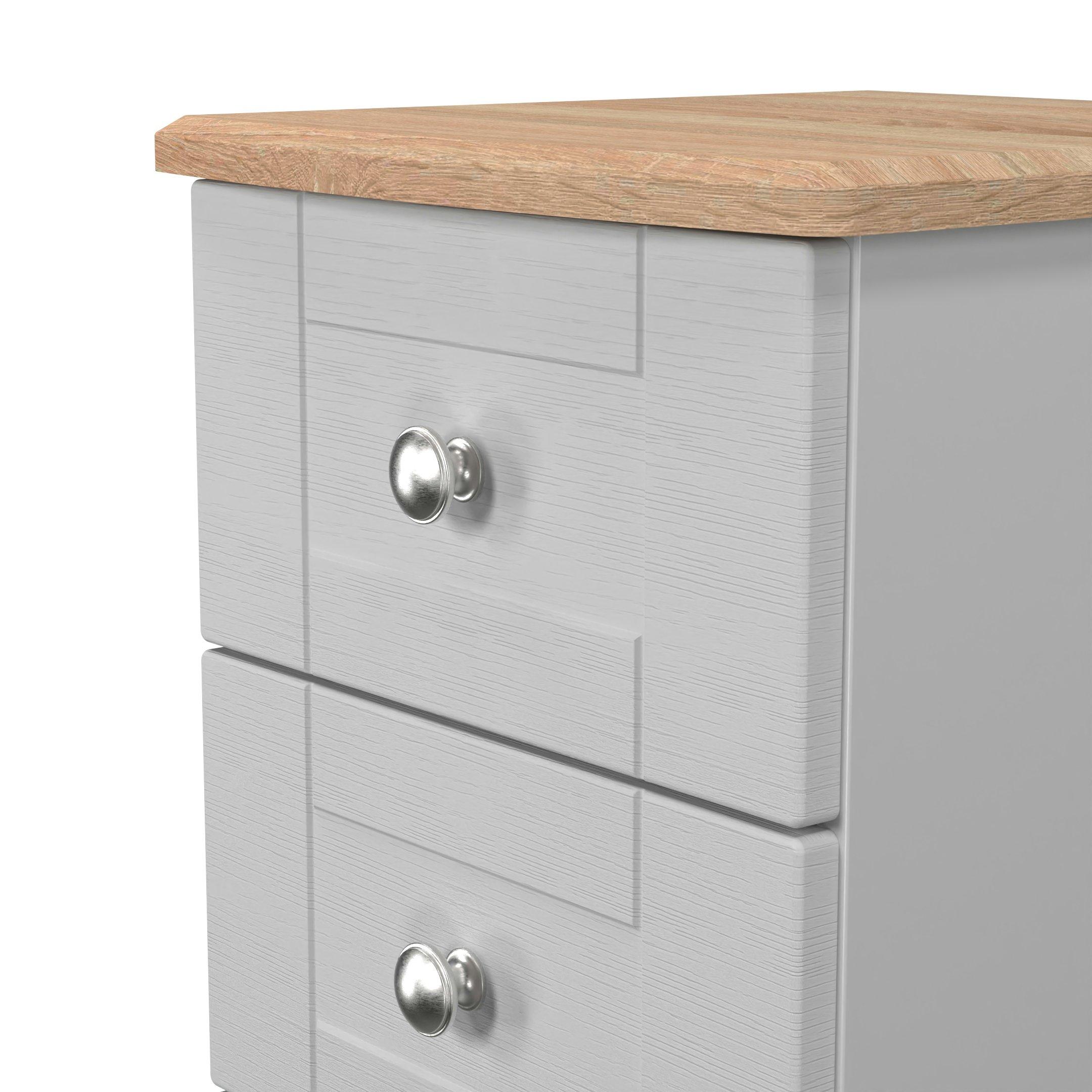 Grey Ash & Oak - Welcome Furniture - Sussex 3 Drawer Bedside Cabinet - Ready Assembled - 4