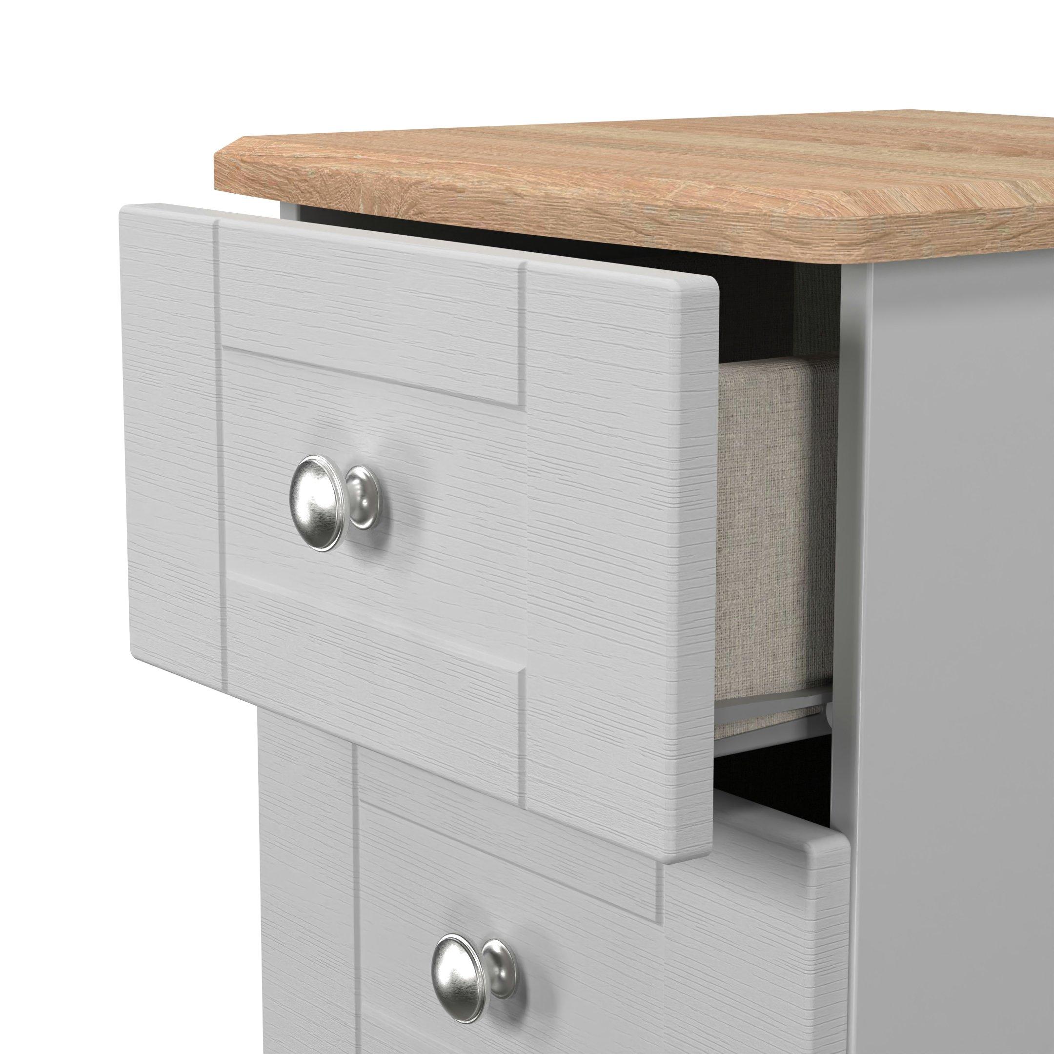 Grey Ash & Oak - Welcome Furniture - Sussex 3 Drawer Bedside Cabinet - Ready Assembled - 5