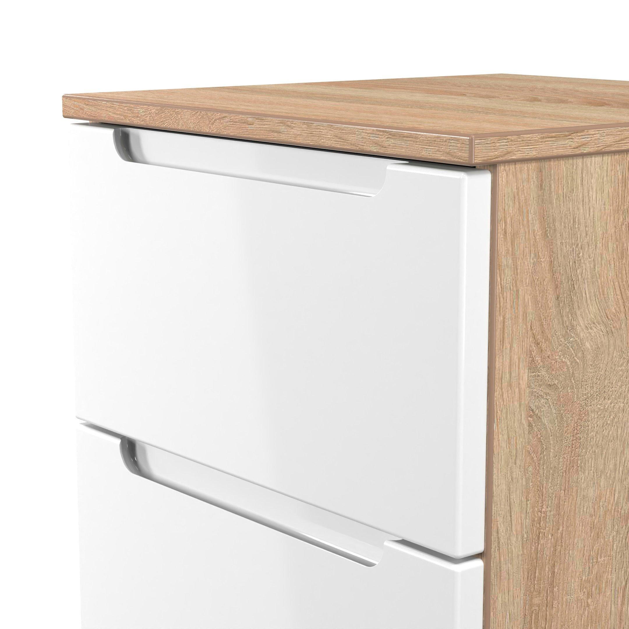 White & Oak - Welcome Furniture - Milan 3 Drawer Bedside - Ready Assembled - 4