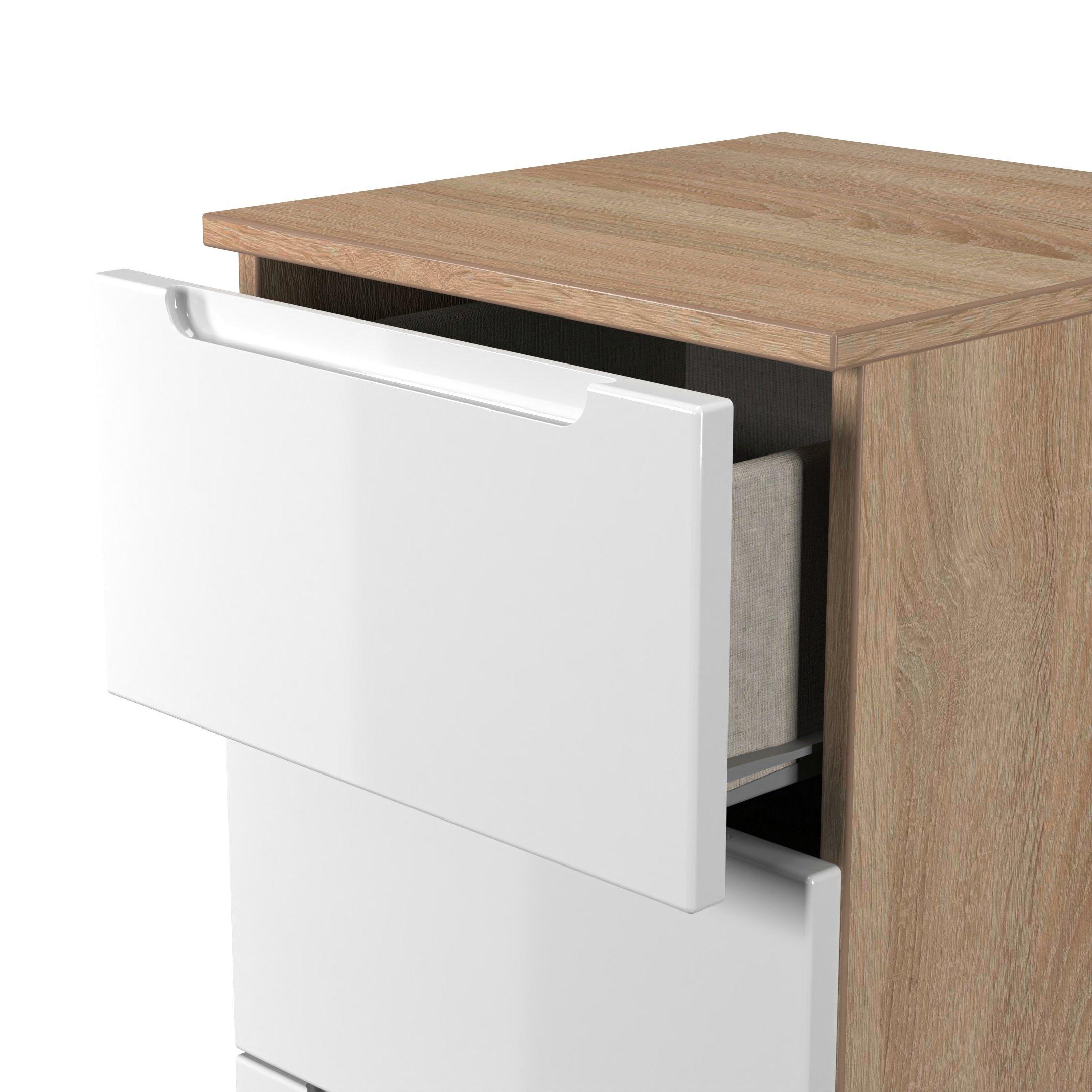 White & Oak - Welcome Furniture - Milan 3 Drawer Bedside - Ready Assembled - 5