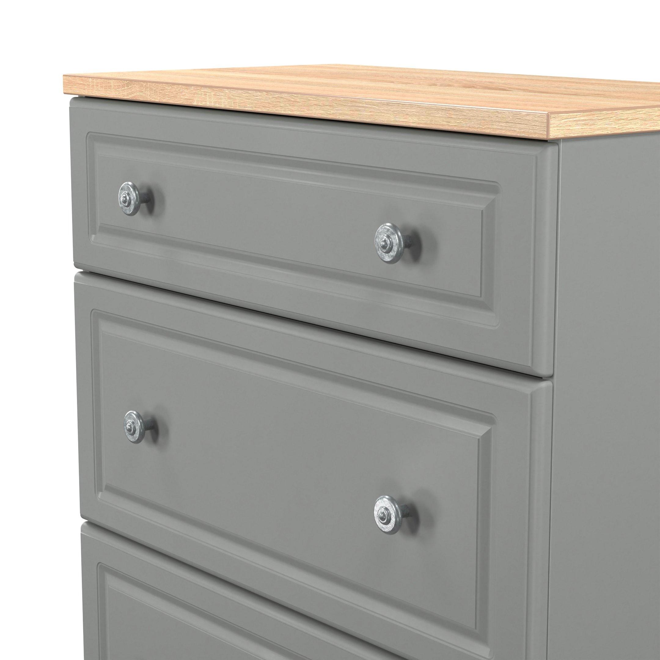 Dusk Grey & Oak - Welcome Furniture - Norfolk 3 Drawer Deep Chest - Ready Assembled - 5