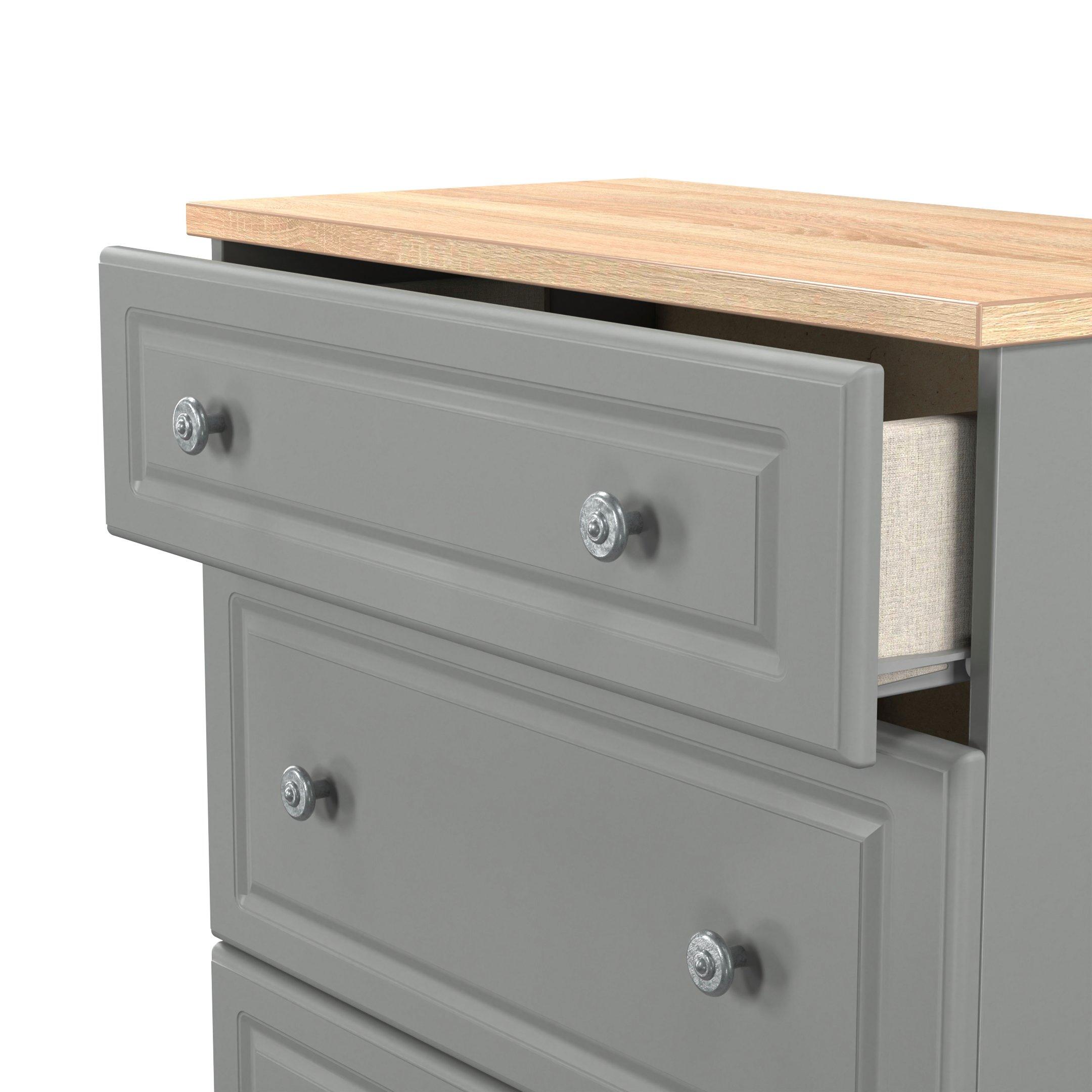 Dusk Grey & Oak - Welcome Furniture - Norfolk 3 Drawer Deep Chest - Ready Assembled - 6