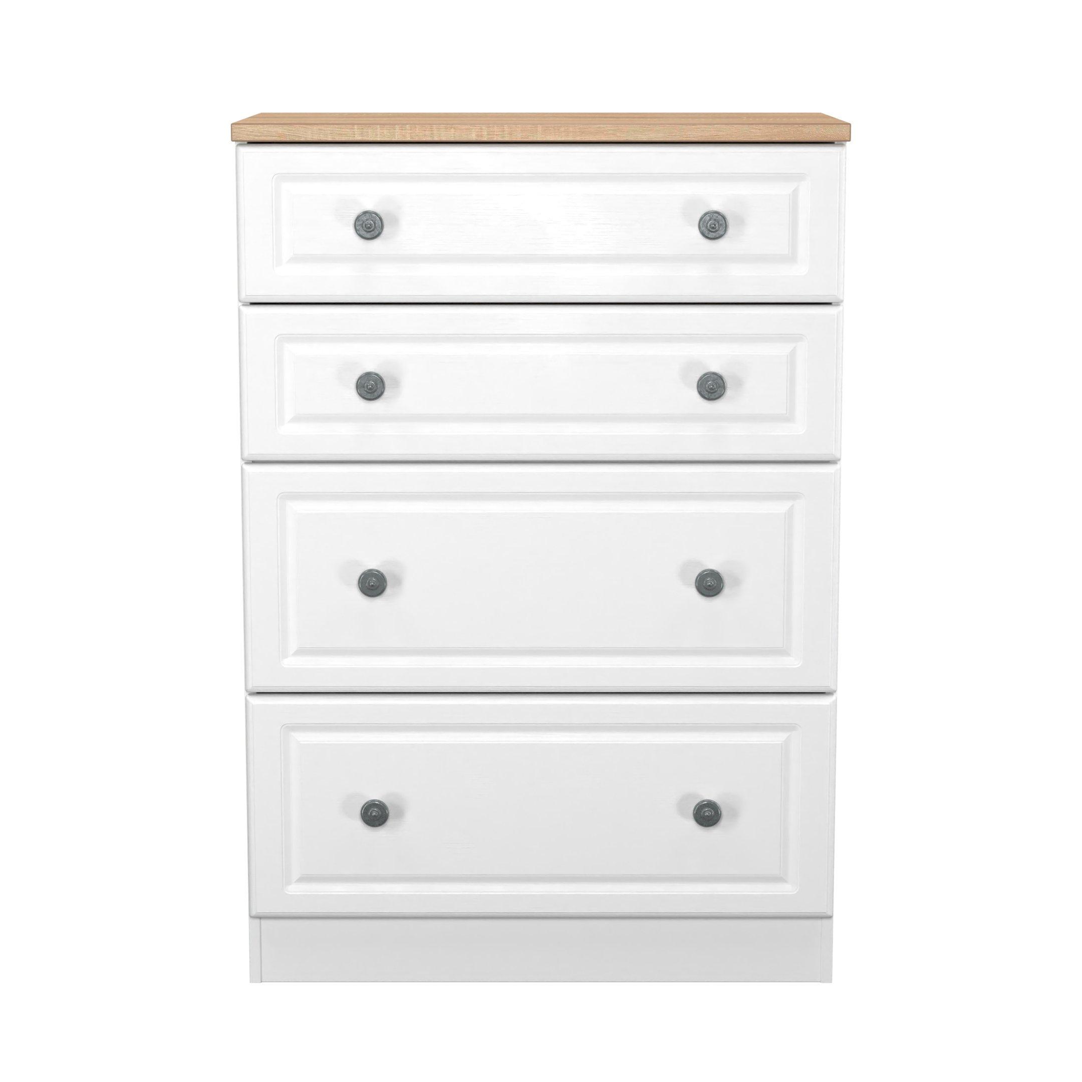 White Ash & Oak - Welcome Furniture - Norfolk 4 Drawer Deep Chest - Ready Assembled - 2