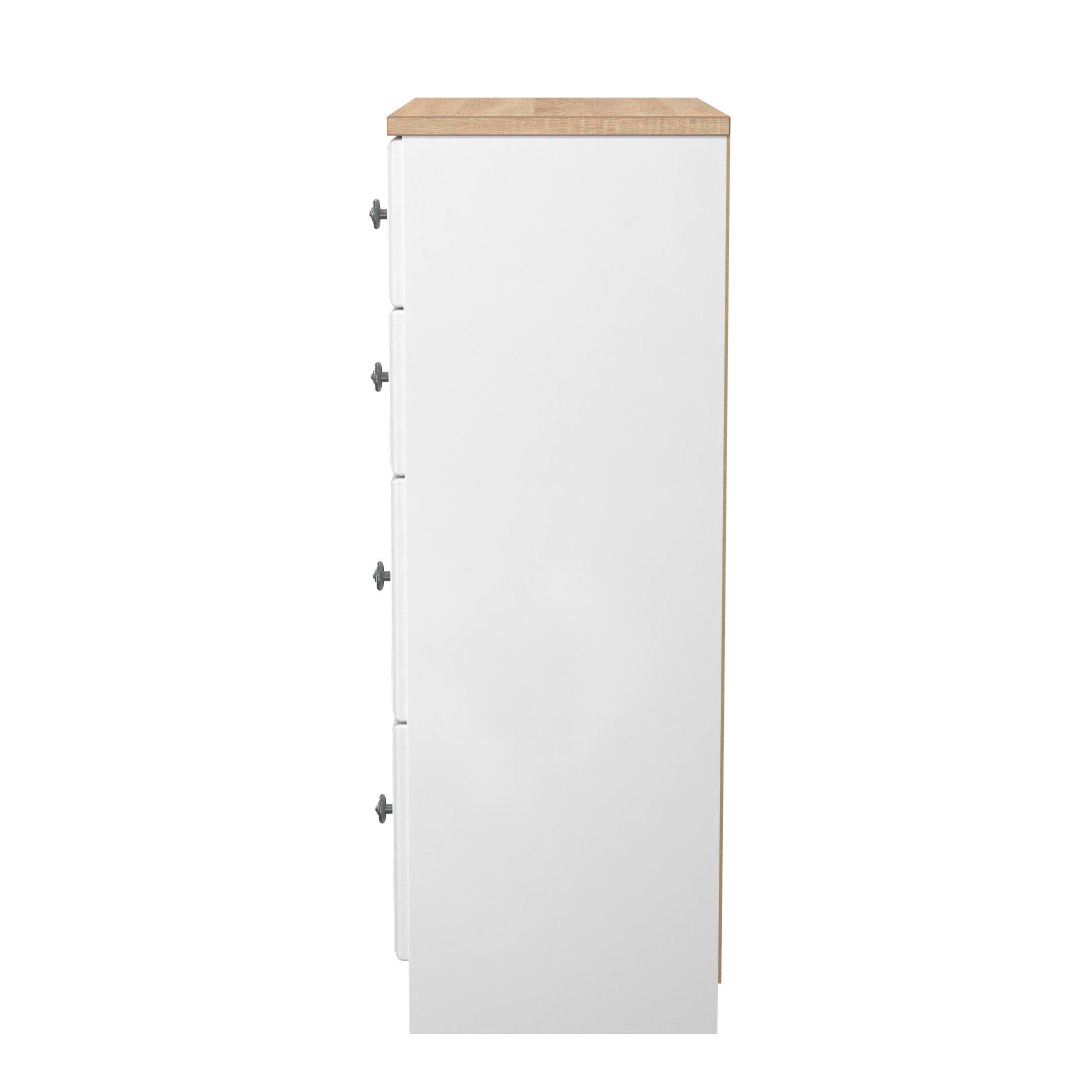 White Ash & Oak - Welcome Furniture - Norfolk 4 Drawer Deep Chest - Ready Assembled - 3