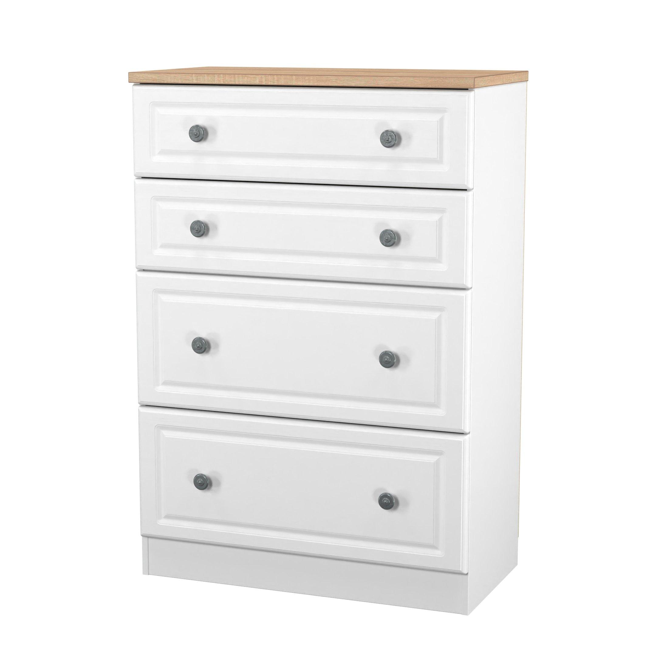 White Ash & Oak - Welcome Furniture - Norfolk 4 Drawer Deep Chest - Ready Assembled - 4