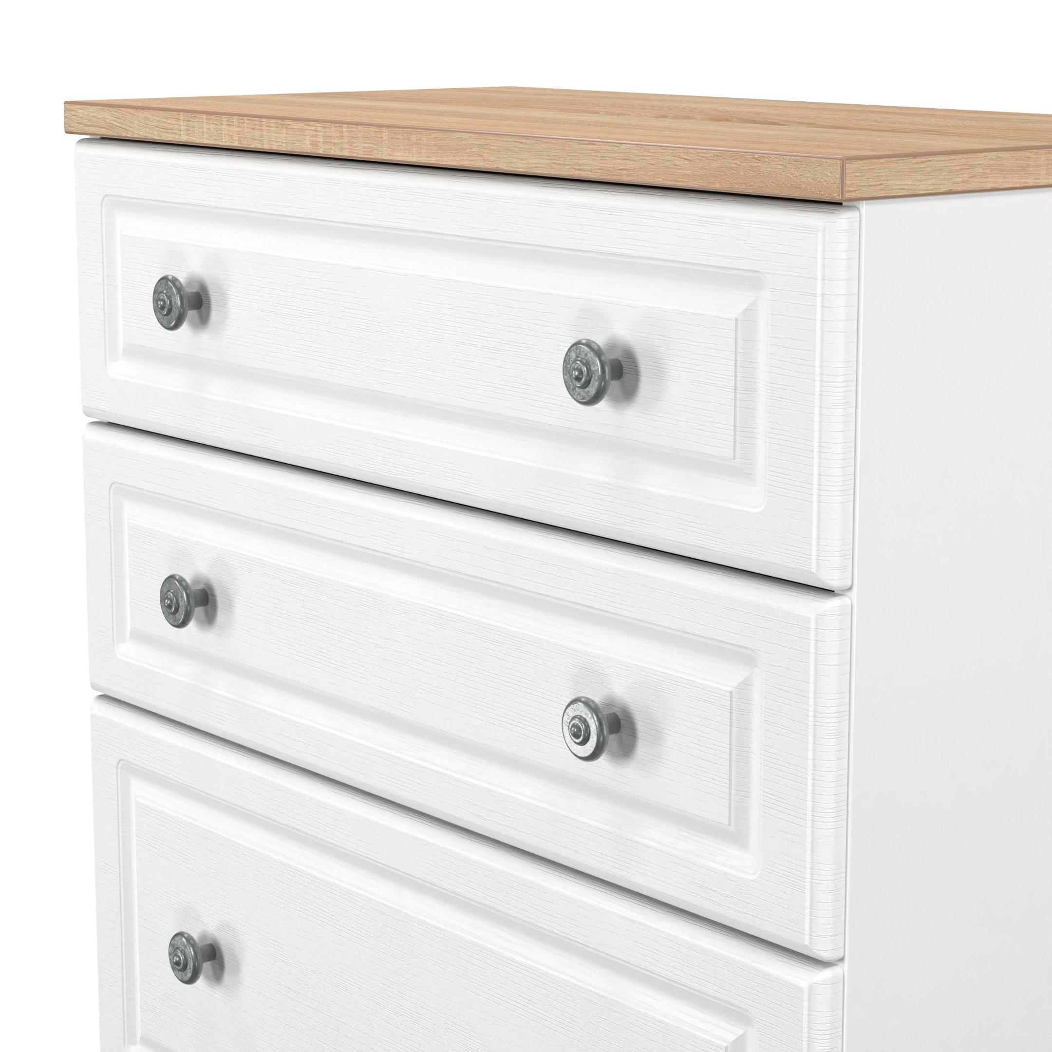 White Ash & Oak - Welcome Furniture - Norfolk 4 Drawer Deep Chest - Ready Assembled - 5