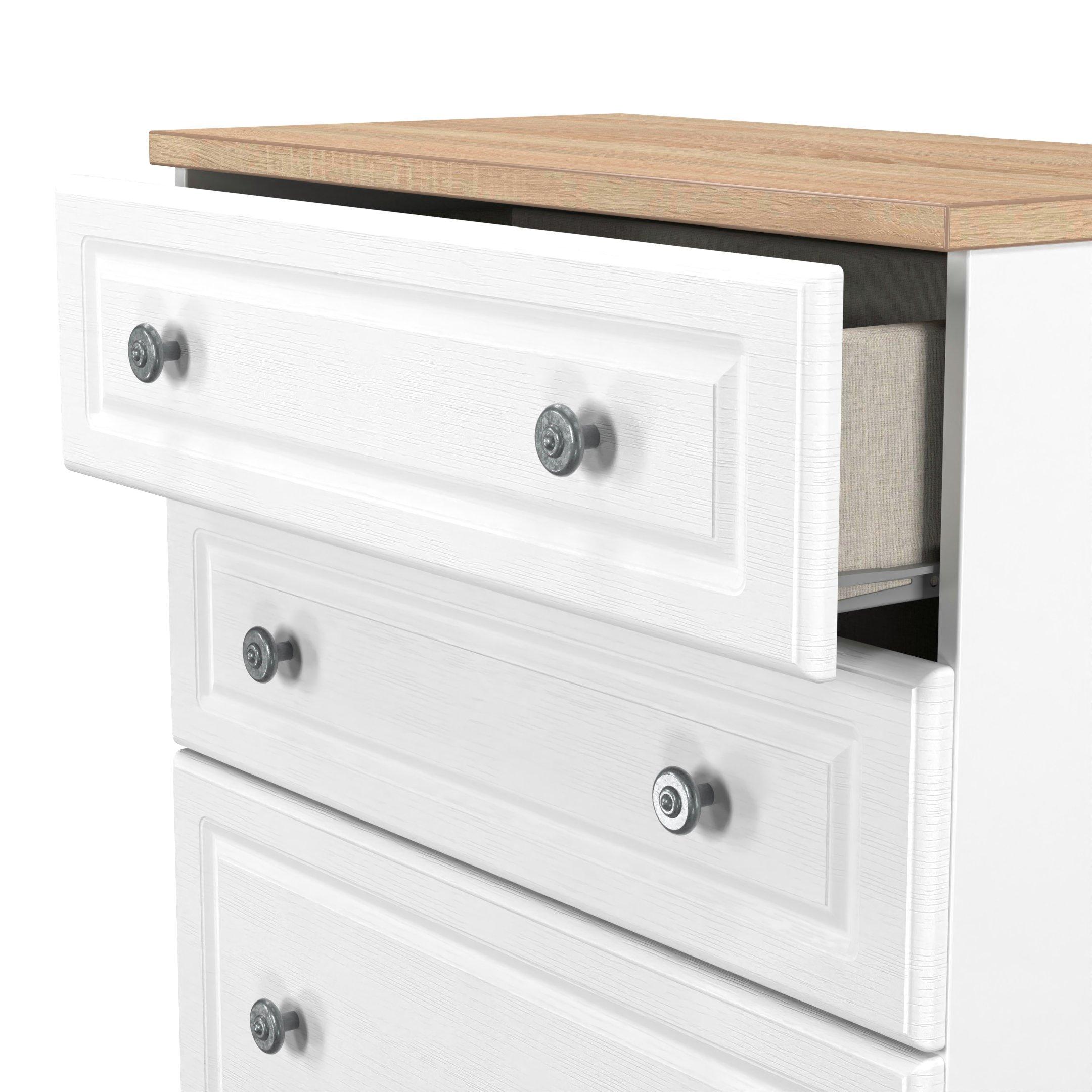 White Ash & Oak - Welcome Furniture - Norfolk 4 Drawer Deep Chest - Ready Assembled - 6