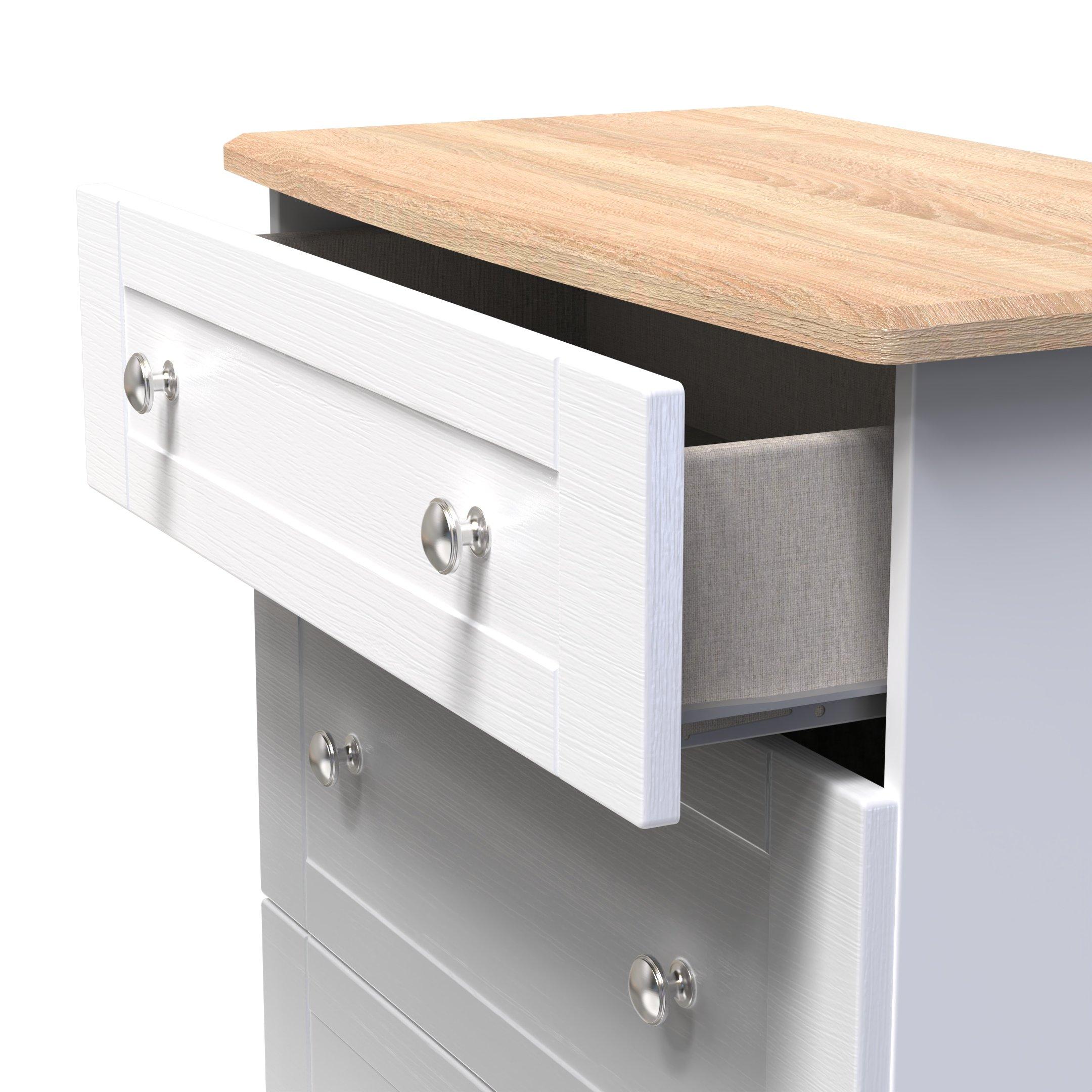 White Ash & Oak - Welcome Furniture - Sussex 3 Drawer Deep Chest - Ready Assembled - 5