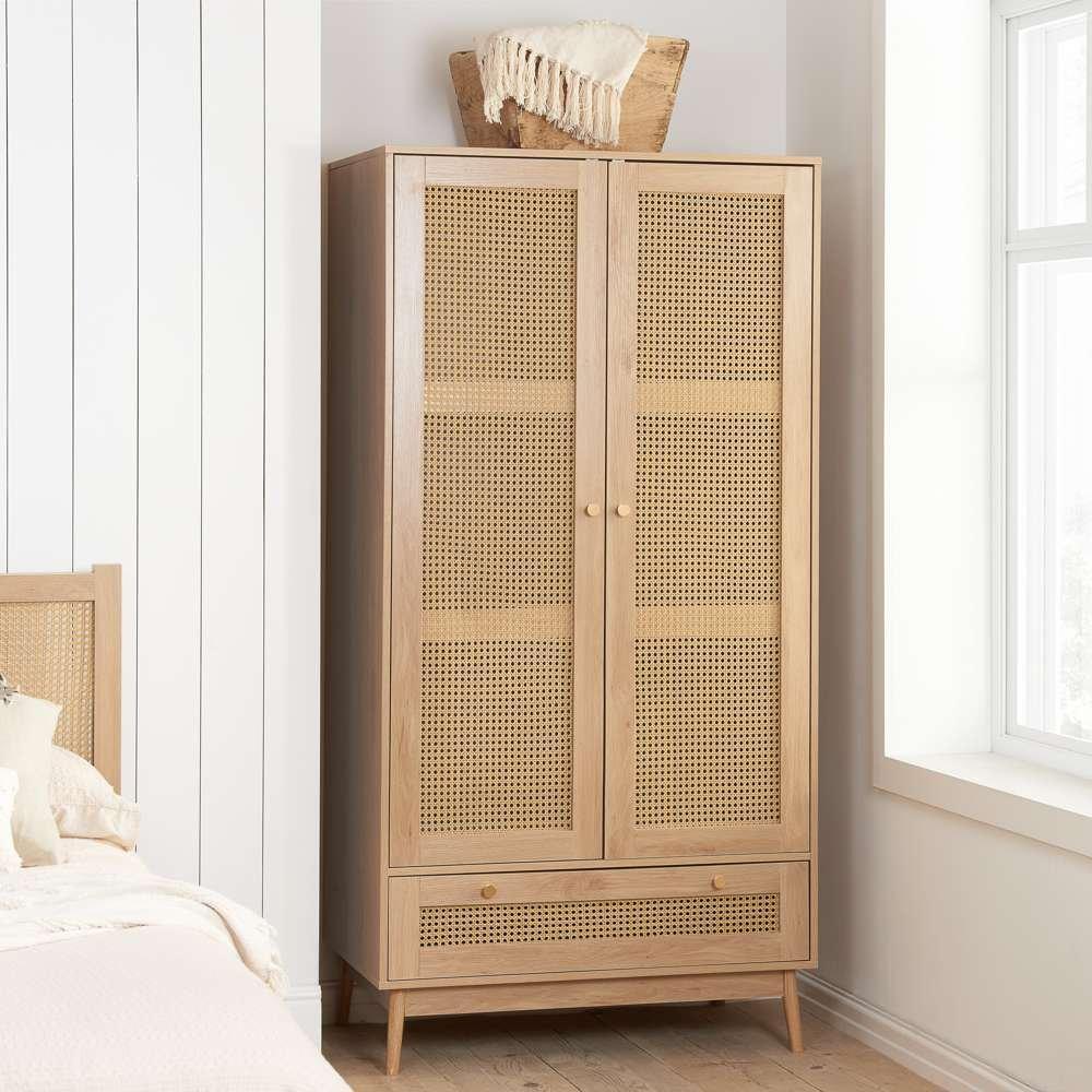 Birlea Croxley 2 Door 1 Drawer Rattan Wardrobe