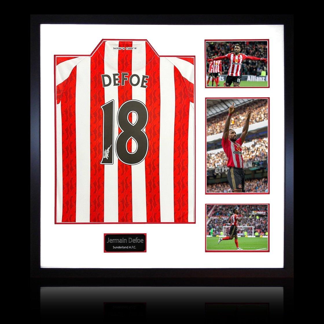 The Fan Cave  Jermain Defoe Signed Sunderland Shirt Elite Frame - Red & White - 820mm x 82
