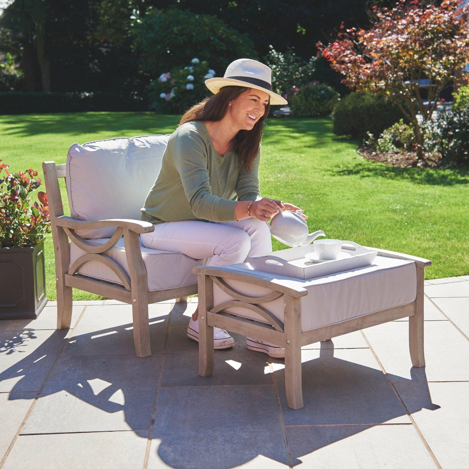Light Grey - Greenhurst - Sorrento Armchair with Footrest and Cushions - 1