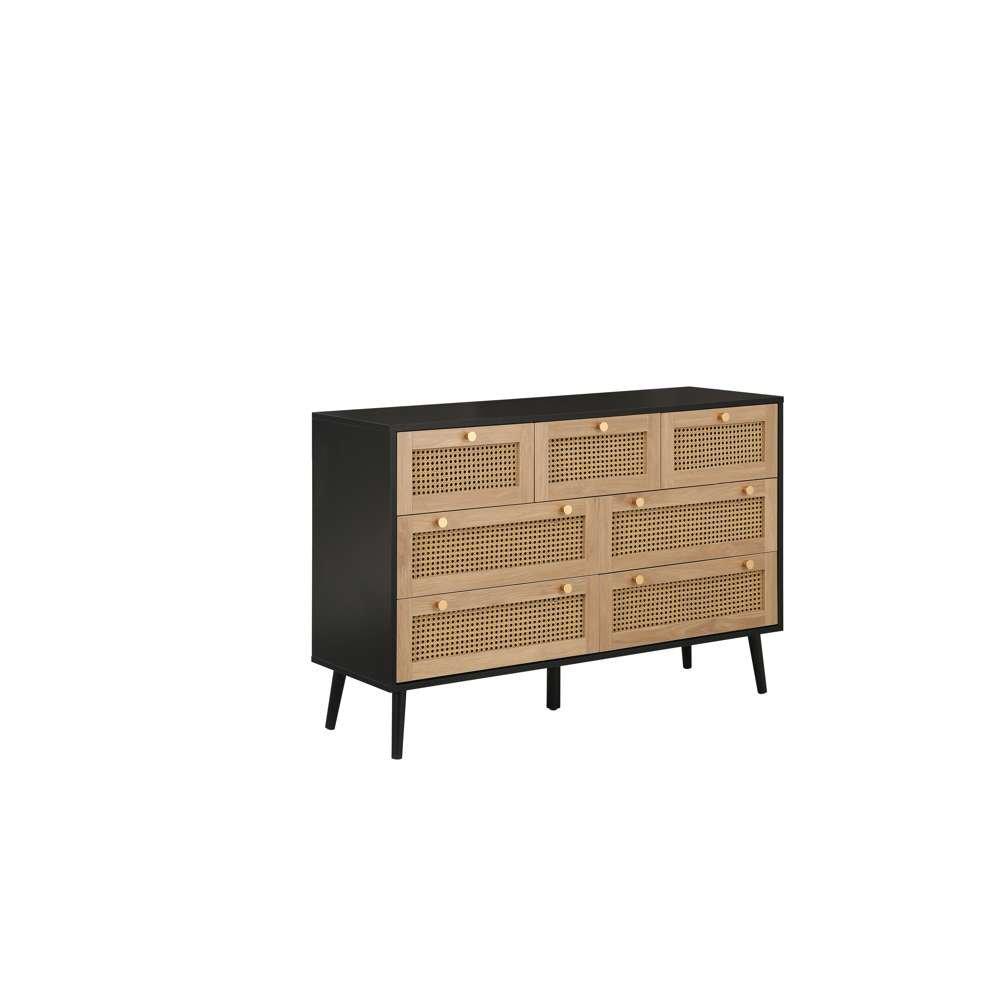 Black - Birlea - Croxley 7 Drawer Rattan Chest - 5
