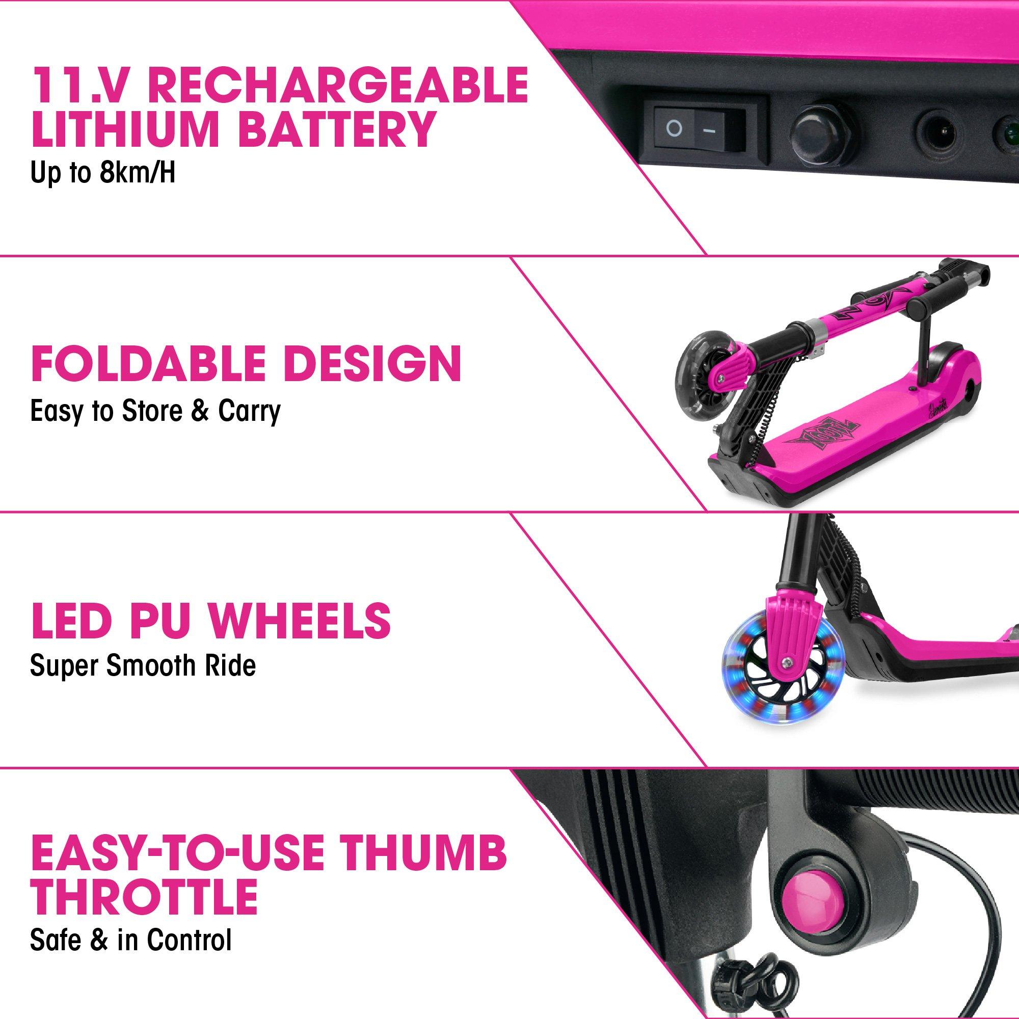 Black And Pink - Xootz - Elements Electric Scooter Lithium - Pink - 6
