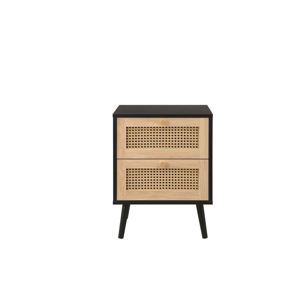 Black - Birlea - Croxley 2 Drawer Rattan Bedside - 5