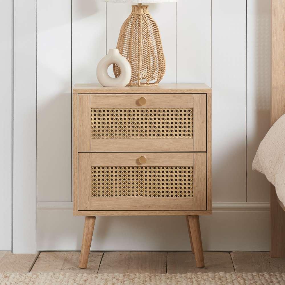Nude - Birlea - Croxley 2 Drawer Rattan Bedside - 1