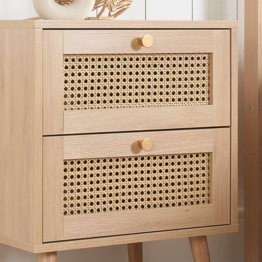 Nude - Birlea - Croxley 2 Drawer Rattan Bedside - 2