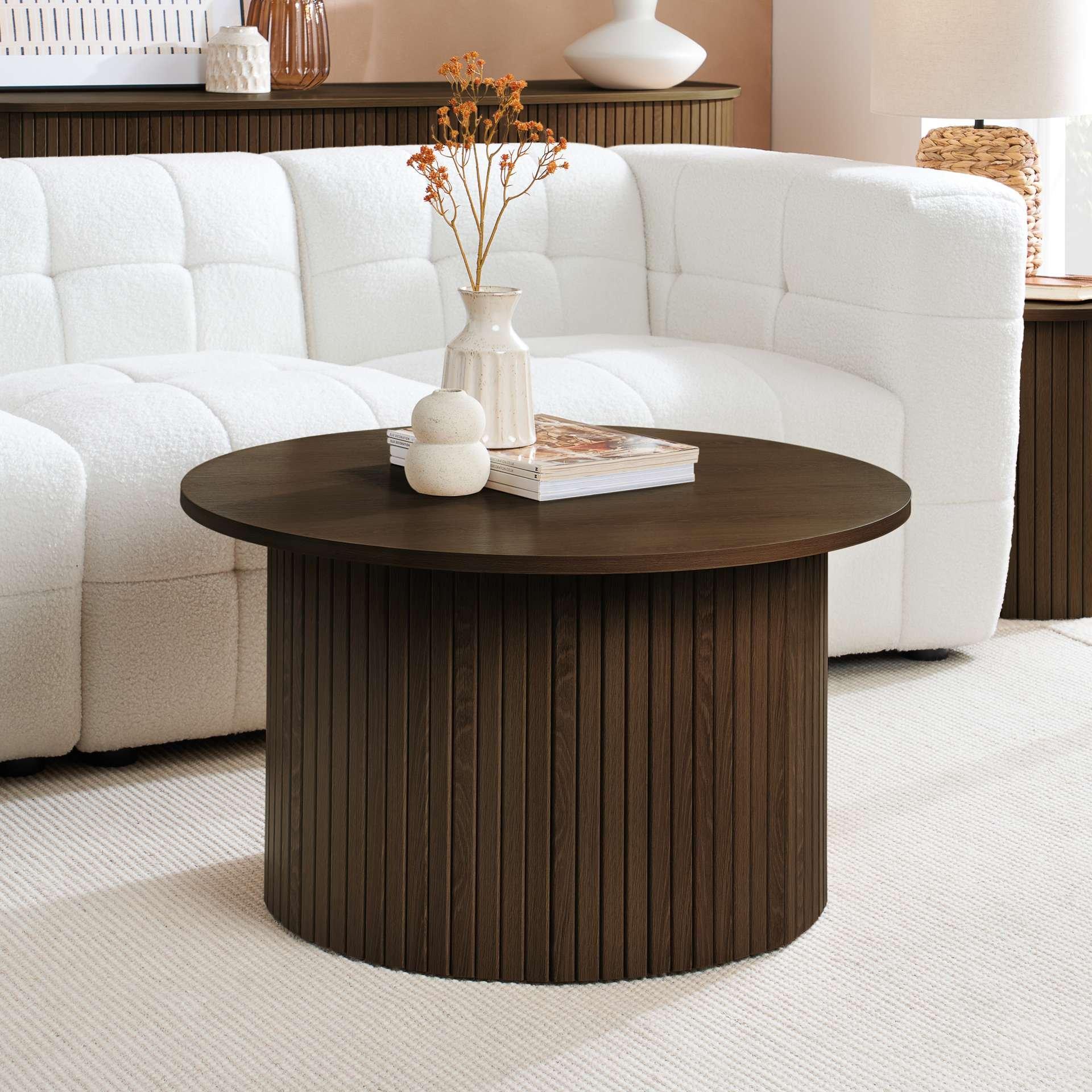Birlea  Brown Axel Round Fluted Coffee Table