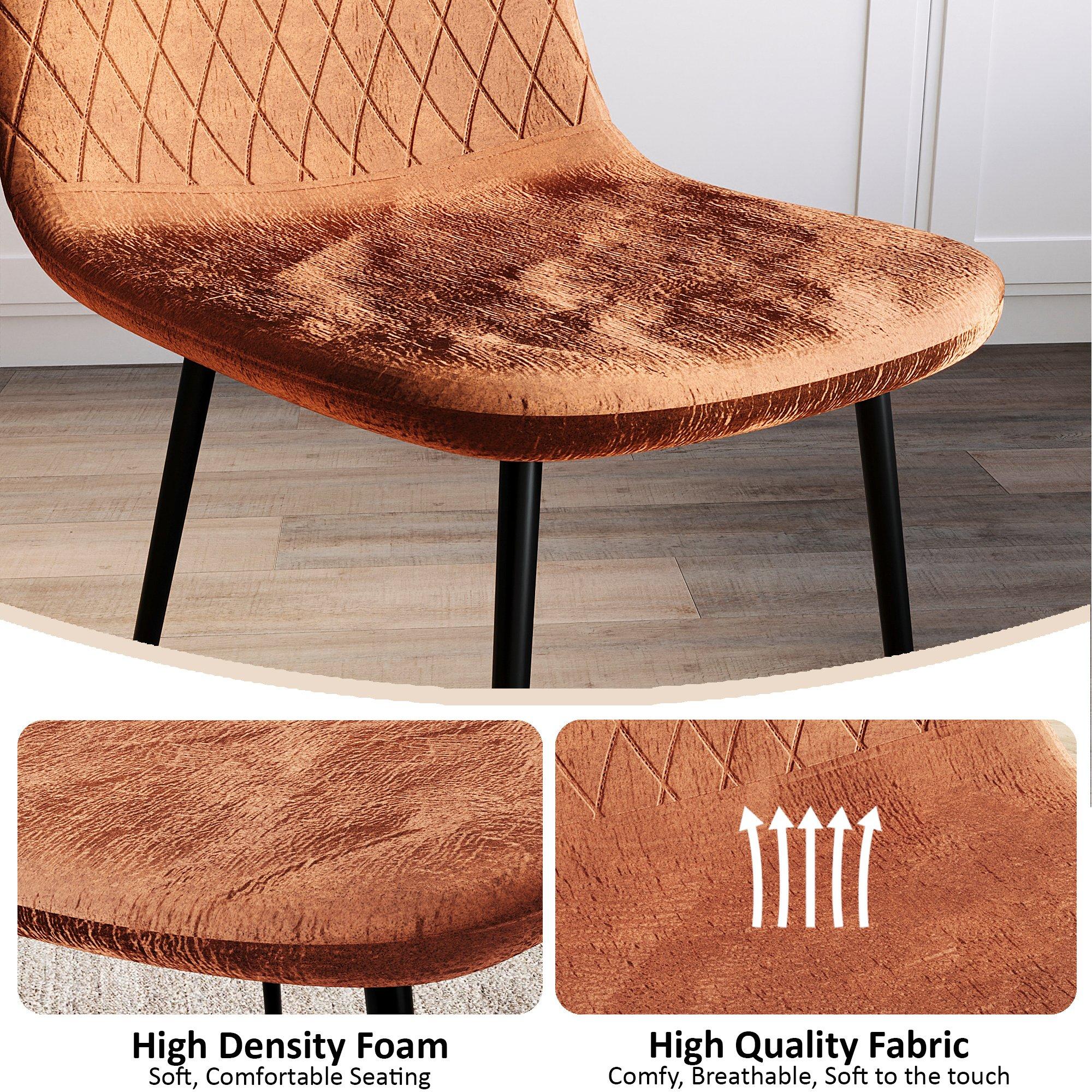 Orange - Lassic - Luton Set Of 2 Padded Velvet Dining Chairs UKFR - 5