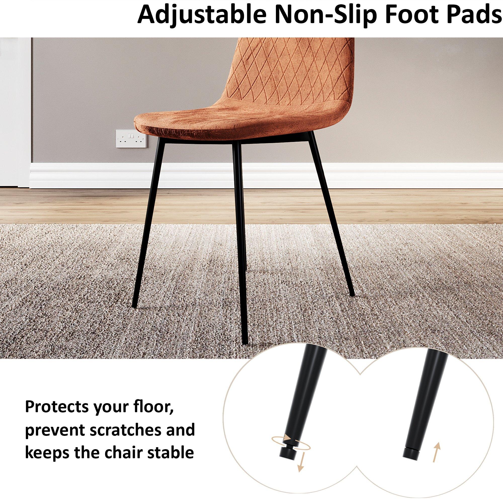 Orange - Lassic - Luton Set Of 2 Padded Velvet Dining Chairs UKFR - 7