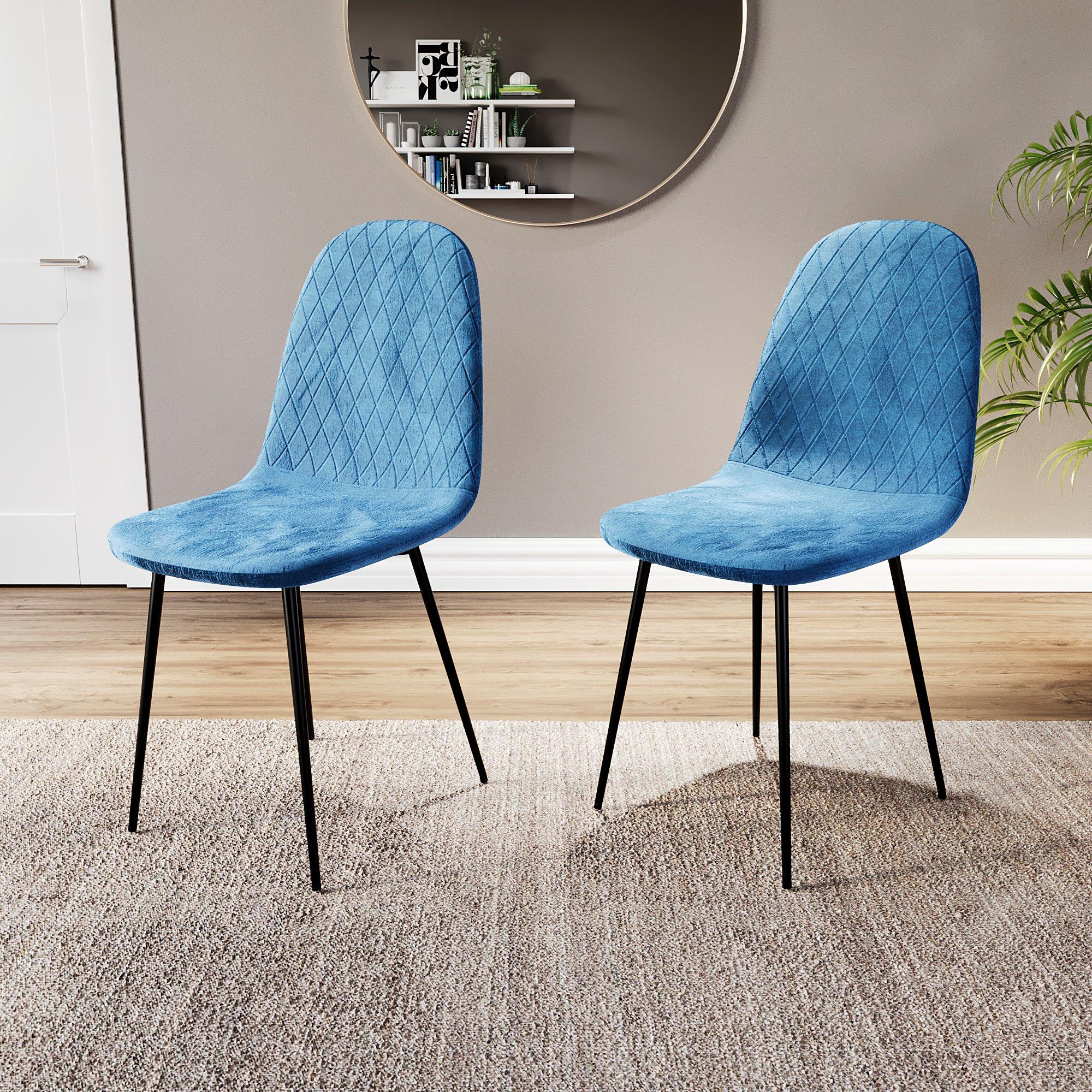 Luton Set Of 2 Padded Velvet Dining Chairs UKFR