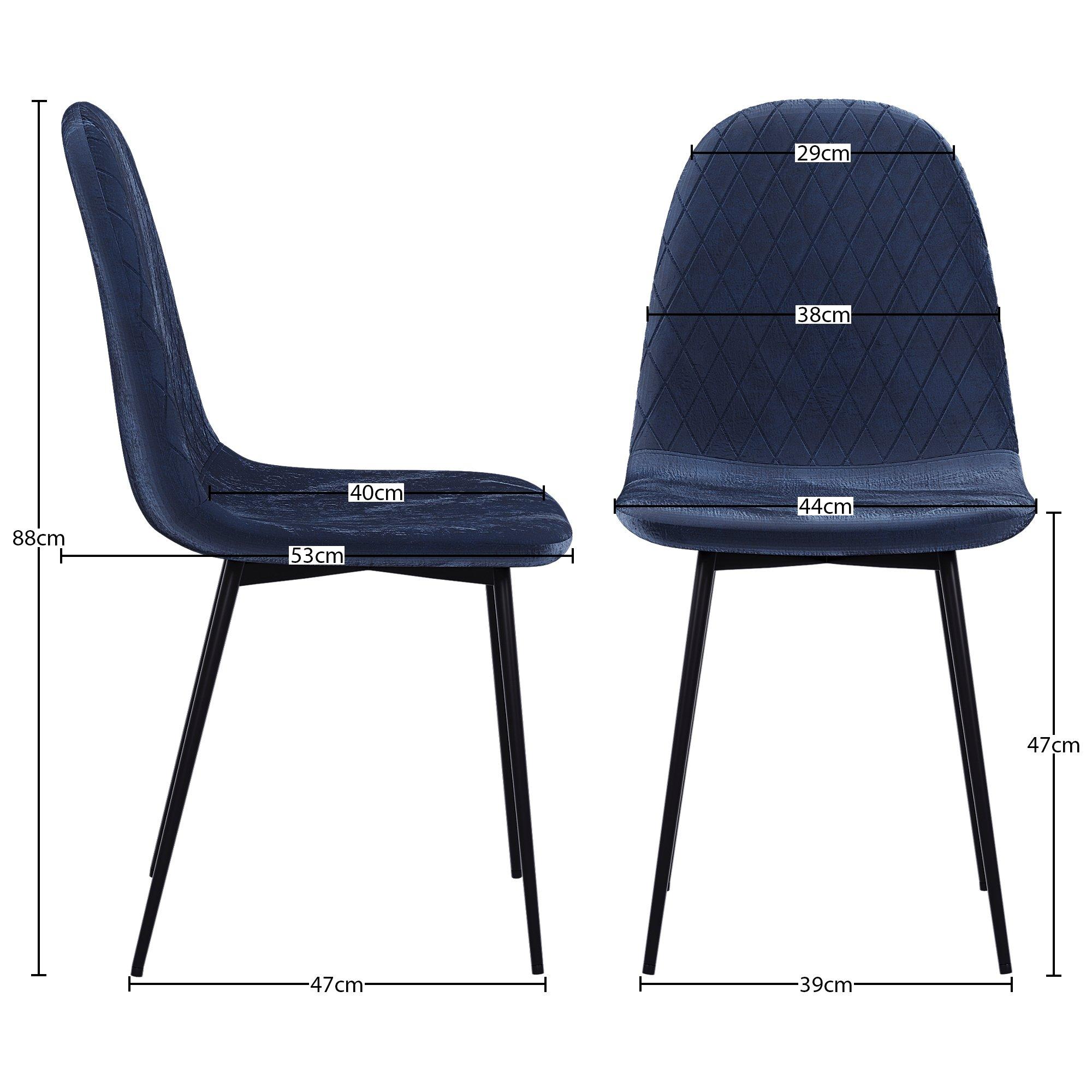Blue - Lassic - Luton Set Of 2 Padded Velvet Dining Chairs UKFR - 2