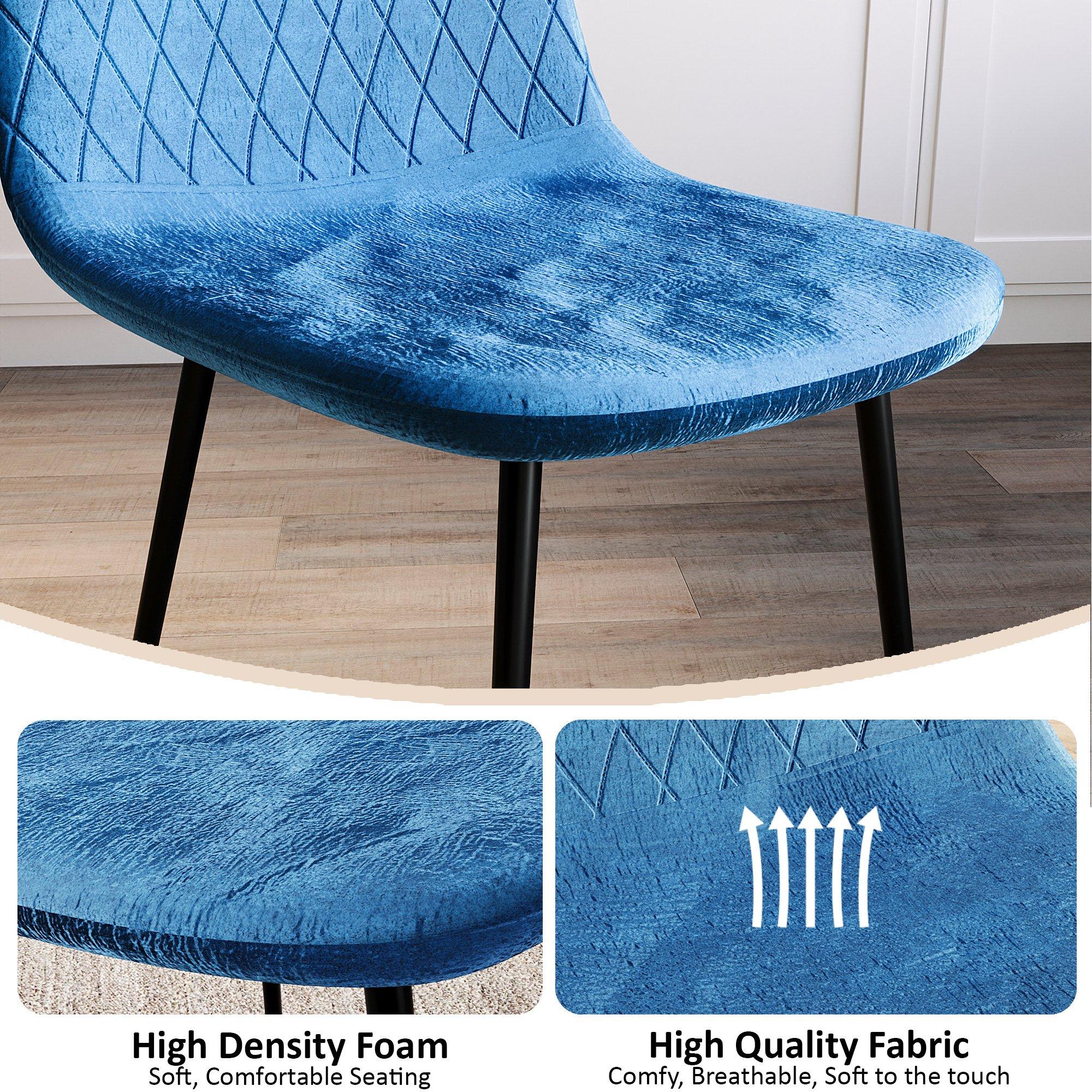 Blue - Lassic - Luton Set Of 2 Padded Velvet Dining Chairs UKFR - 5