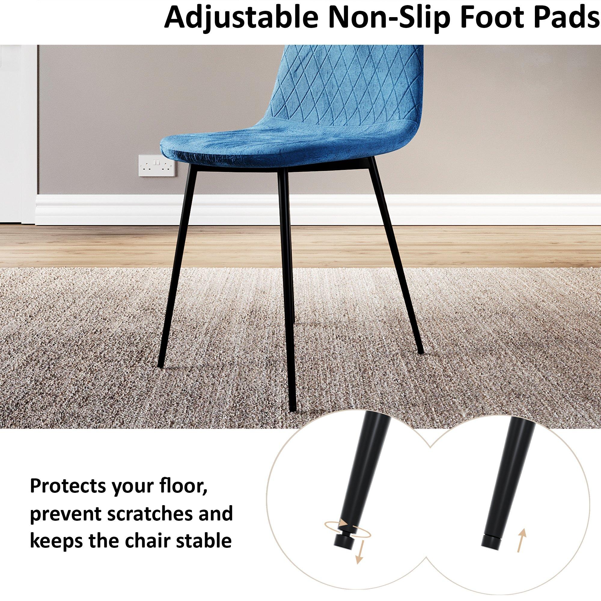 Blue - Lassic - Luton Set Of 2 Padded Velvet Dining Chairs UKFR - 7