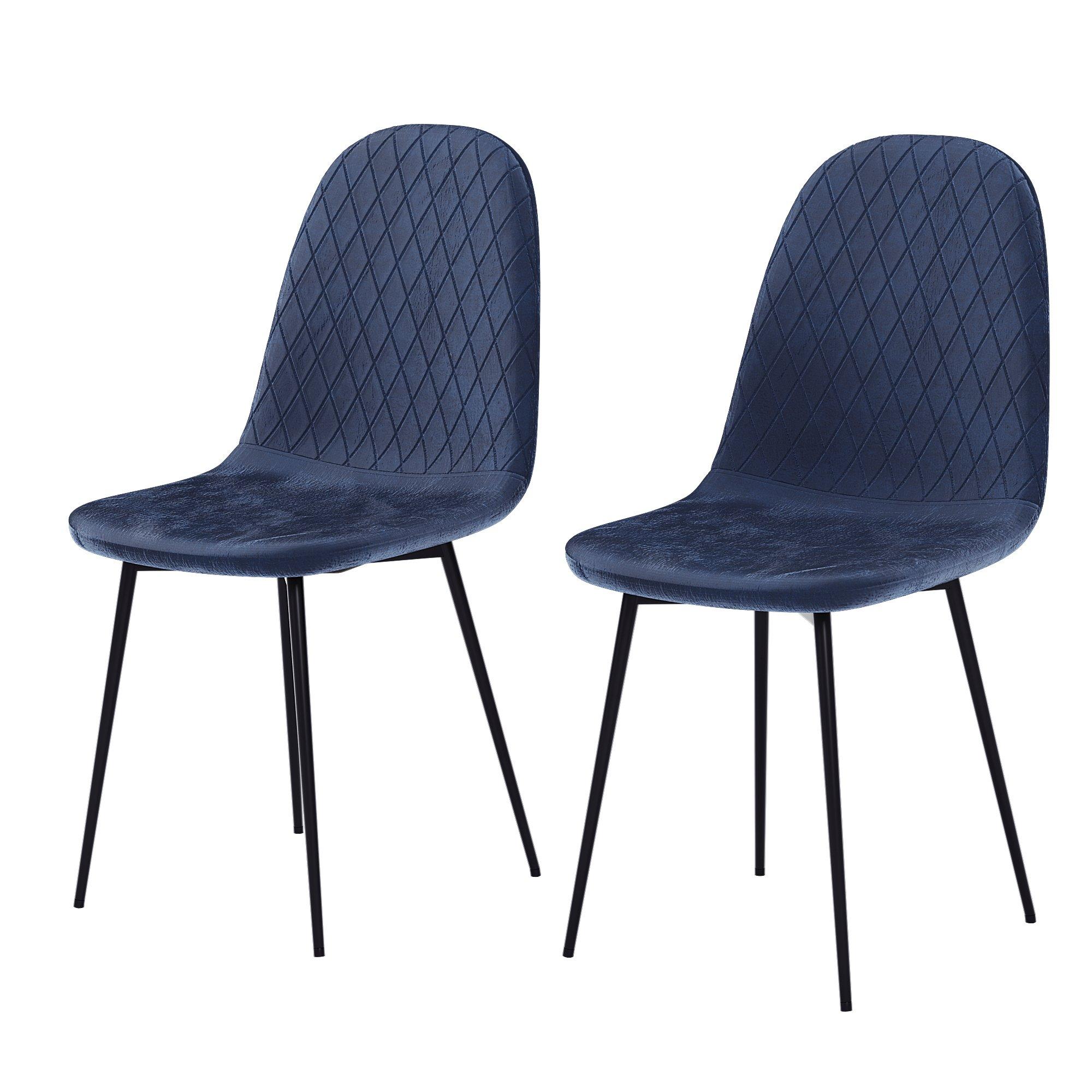 Blue - Lassic - Luton Set Of 2 Padded Velvet Dining Chairs UKFR - 10