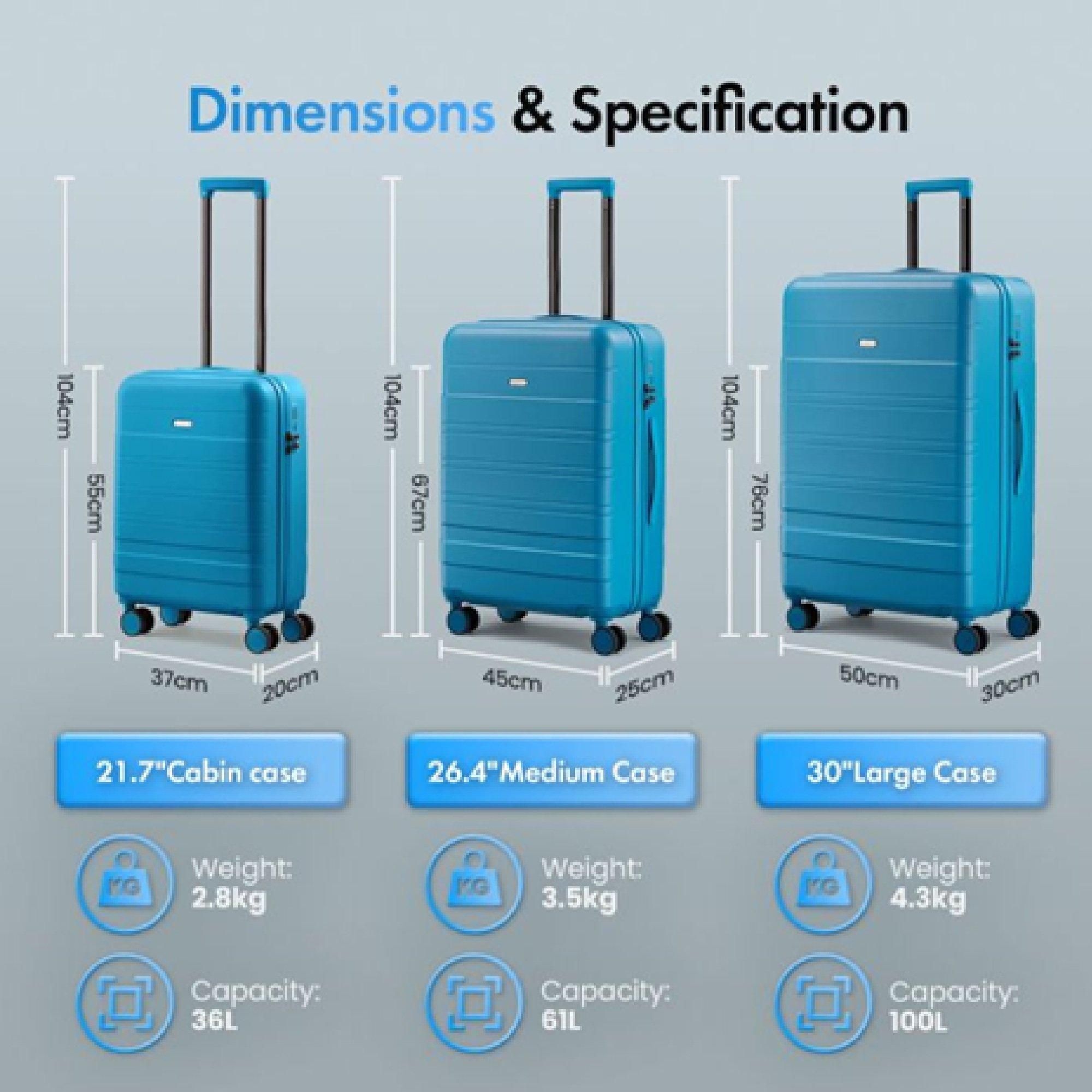 Teal - VonHaus - ABS Green Luggage Set – 3 Piece - 7