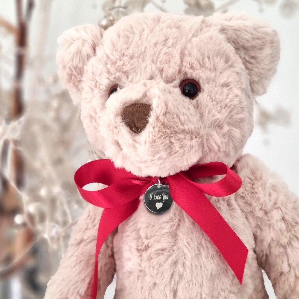 Cream - Aye Do Gifts - I Love You Teddy Bear & Engraved Charm - 5299-TDY