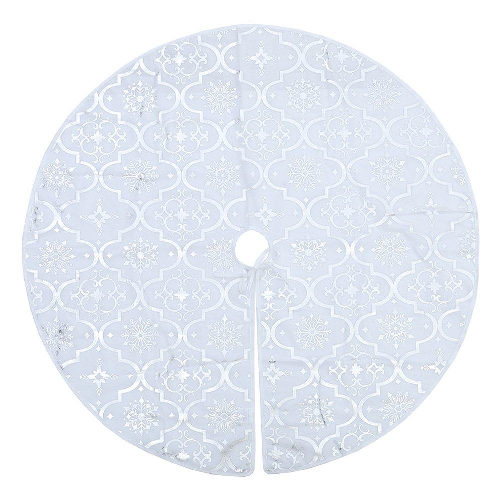 White - LIFE IDEAS - Round Tree Skirt with Stocking Pocket - 3