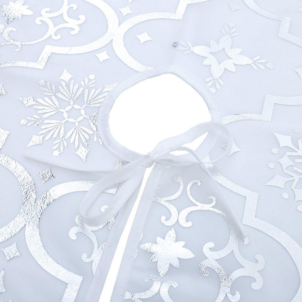 White - LIFE IDEAS - Round Tree Skirt with Stocking Pocket - 5