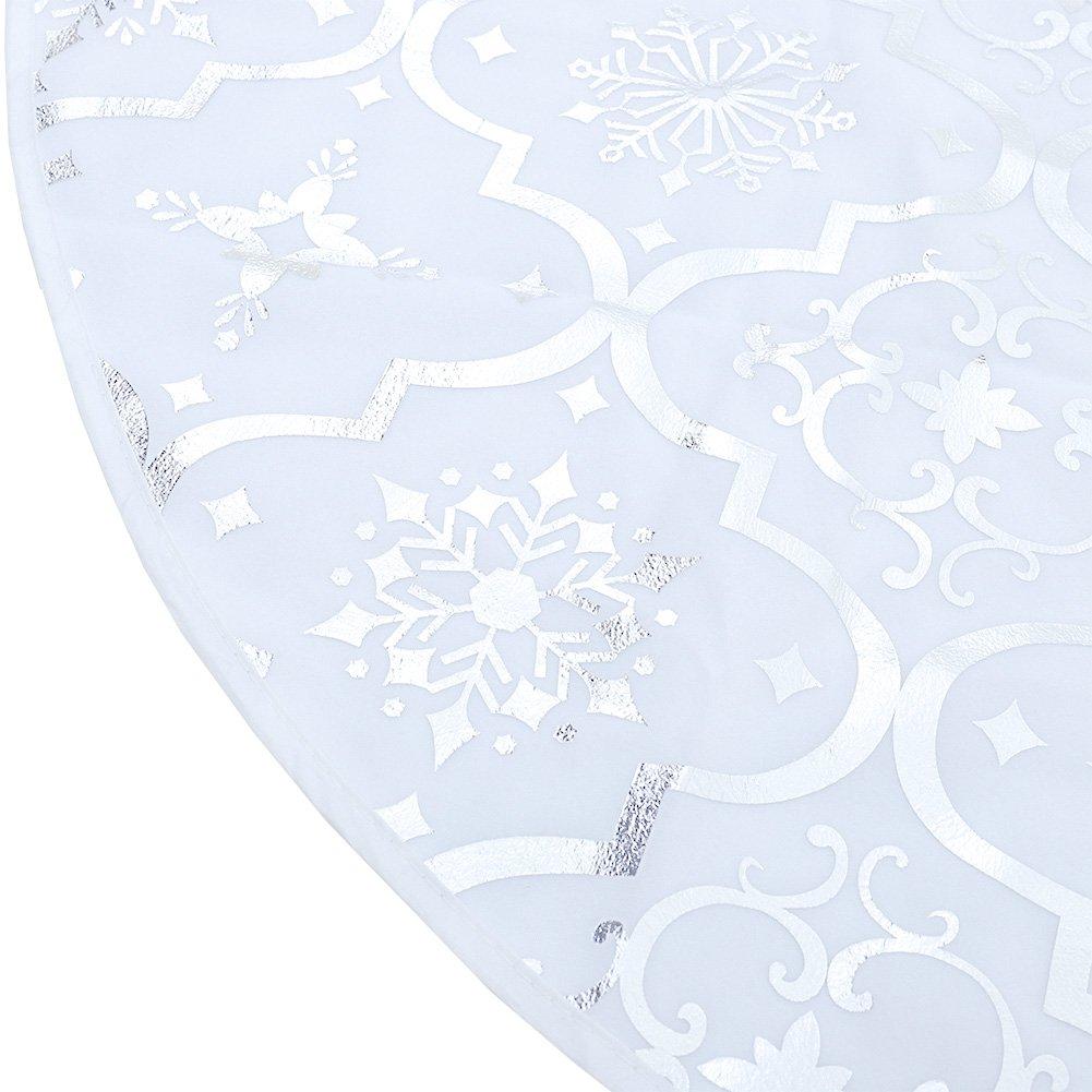 White - LIFE IDEAS - Round Tree Skirt with Stocking Pocket - 7