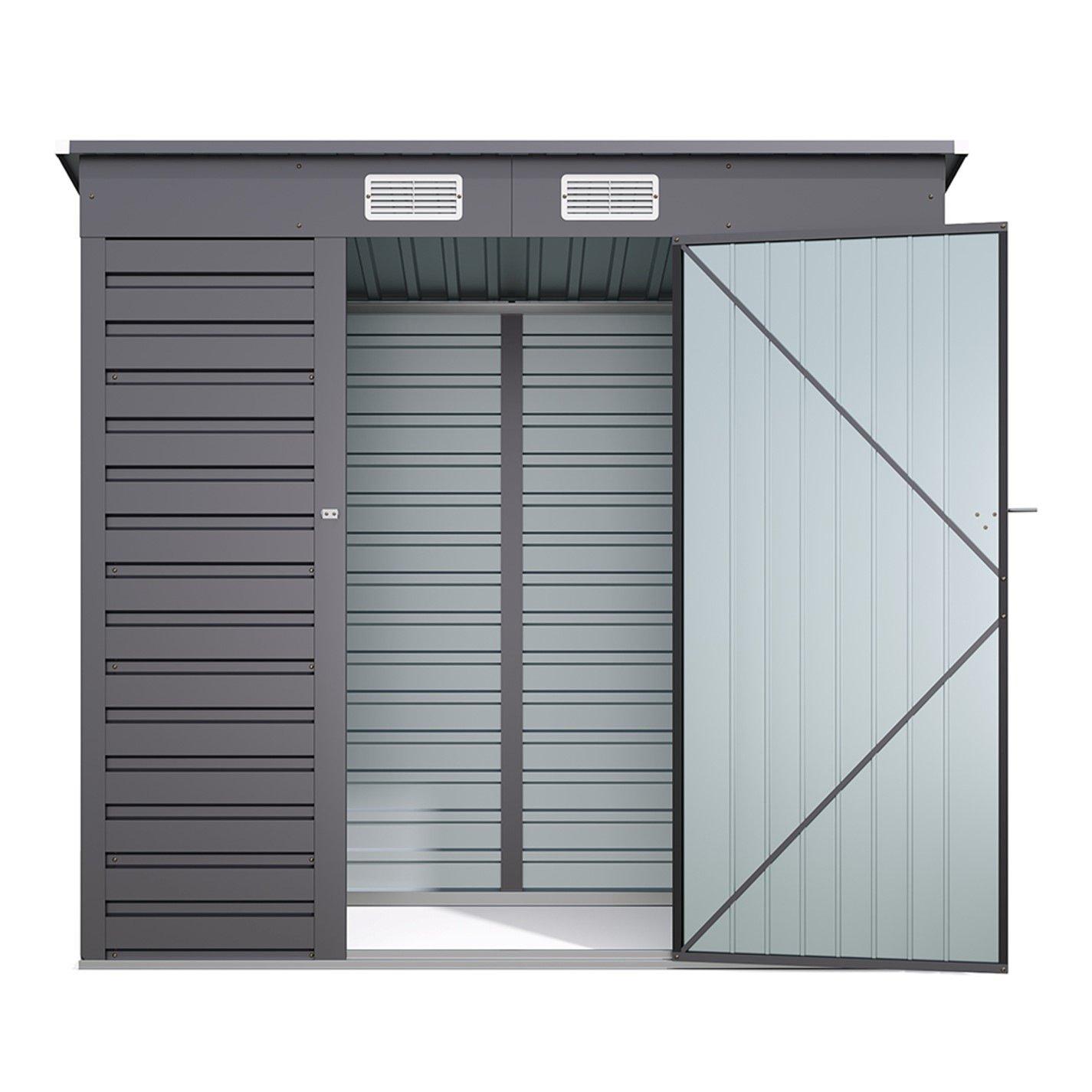 Grey - Breeins - Outdoor 6x4Fts Steel Storage Shed Grey - 3