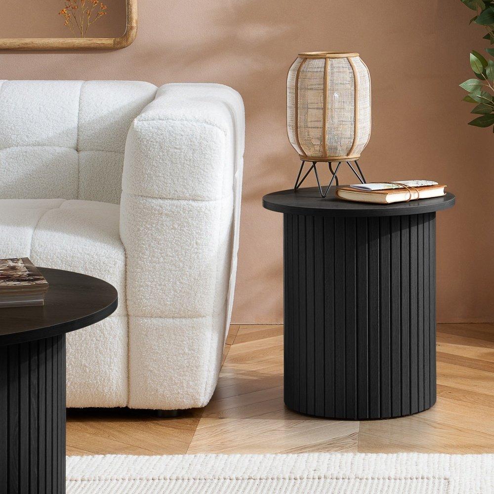 Black - Birlea - Axel Fluted Side Table - 2