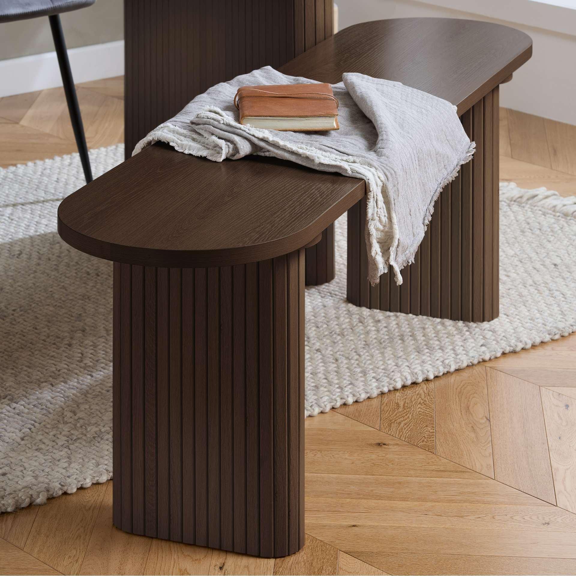 Brown - Birlea - Axel Oval Fluted Dining Table With 2 Benches - 2