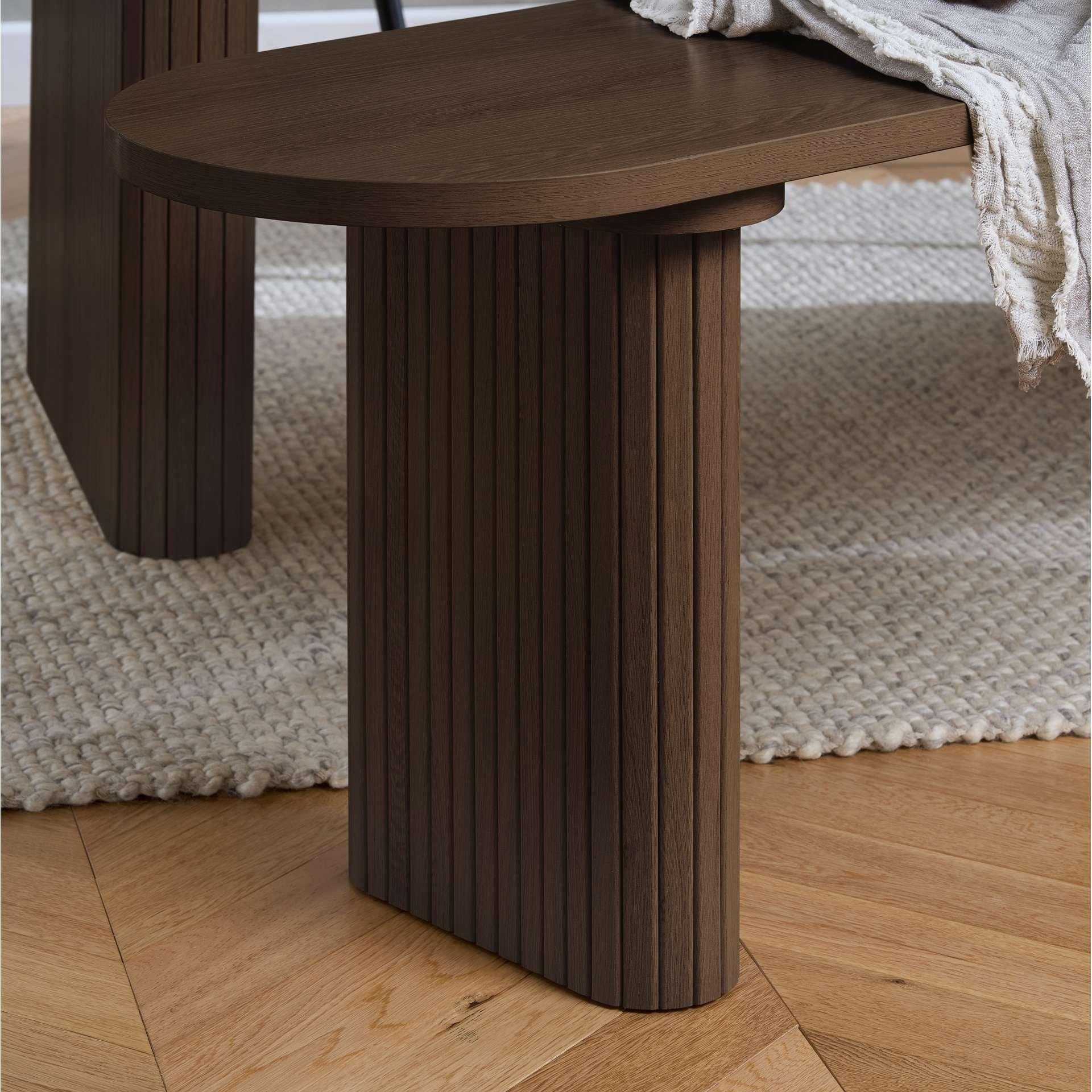 Brown - Birlea - Axel Oval Fluted Dining Table With 2 Benches - 3