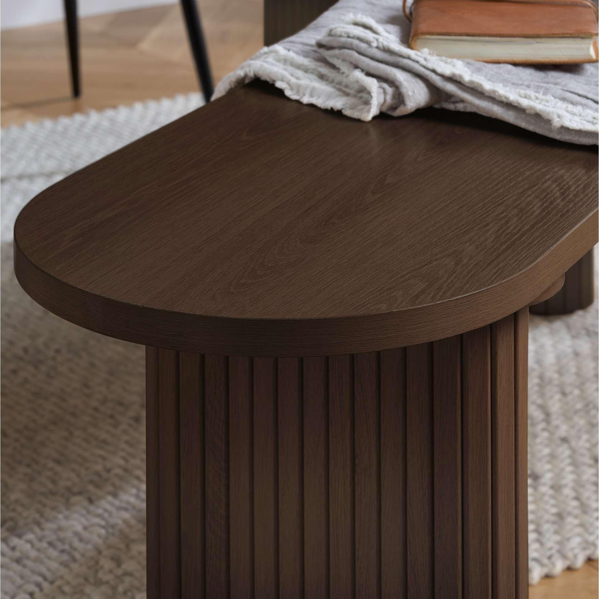 Brown - Birlea - Axel Oval Fluted Dining Table With 2 Benches - 4