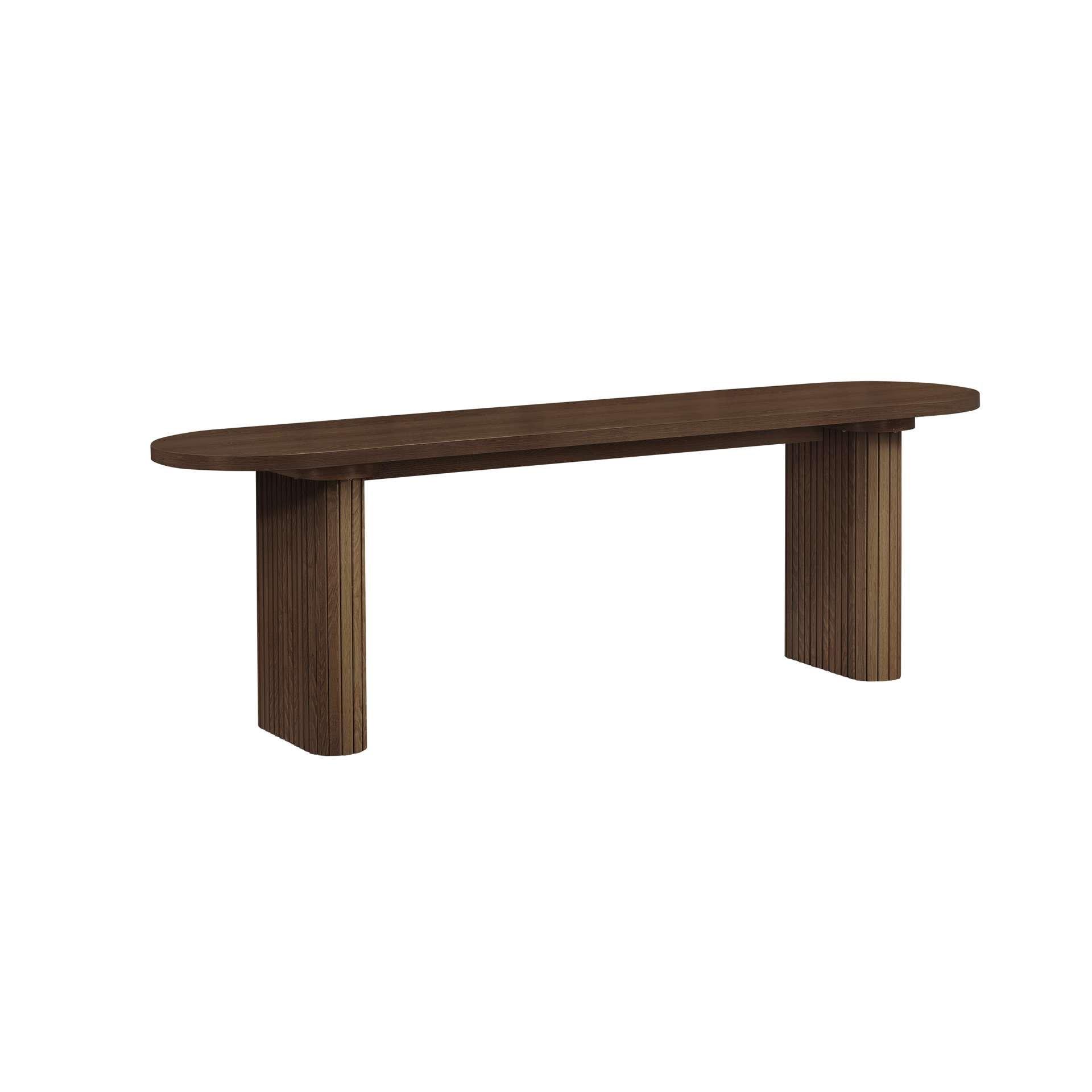 Brown - Birlea - Axel Oval Fluted Dining Table With 2 Benches - 9