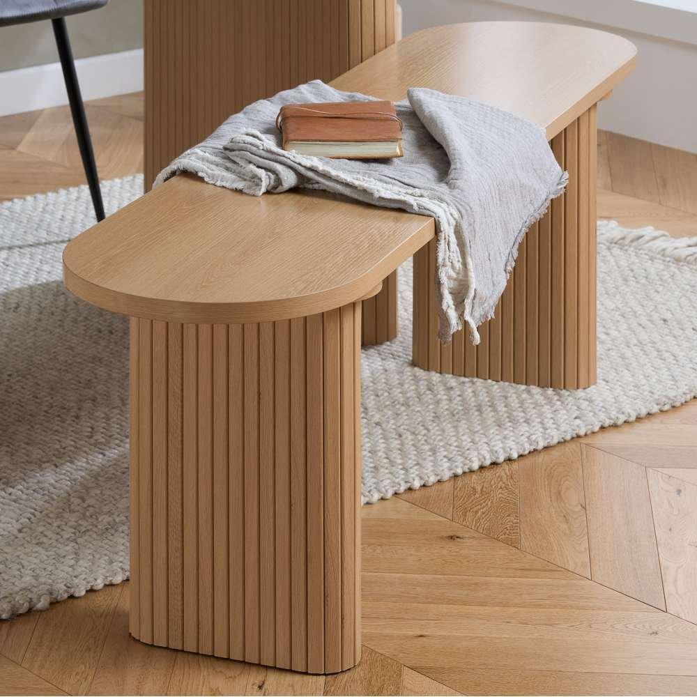 Nude - Birlea - Axel Oval Fluted Dining Table With 2 Benches - 2
