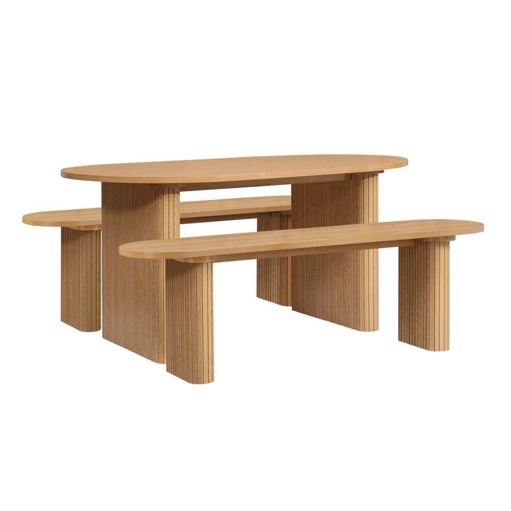 Nude - Birlea - Axel Oval Fluted Dining Table With 2 Benches - 6