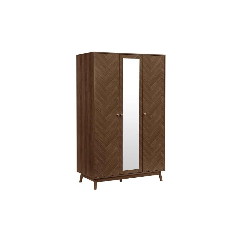 Brown - Birlea - Herringford 3 Door  Wardrobe With Mirror - 6