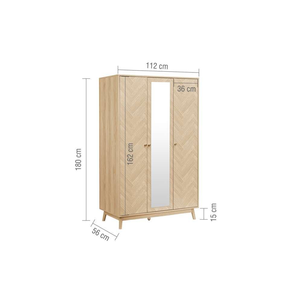 Nude - Birlea - Herringford 3 Door  Wardrobe With Mirror - 10