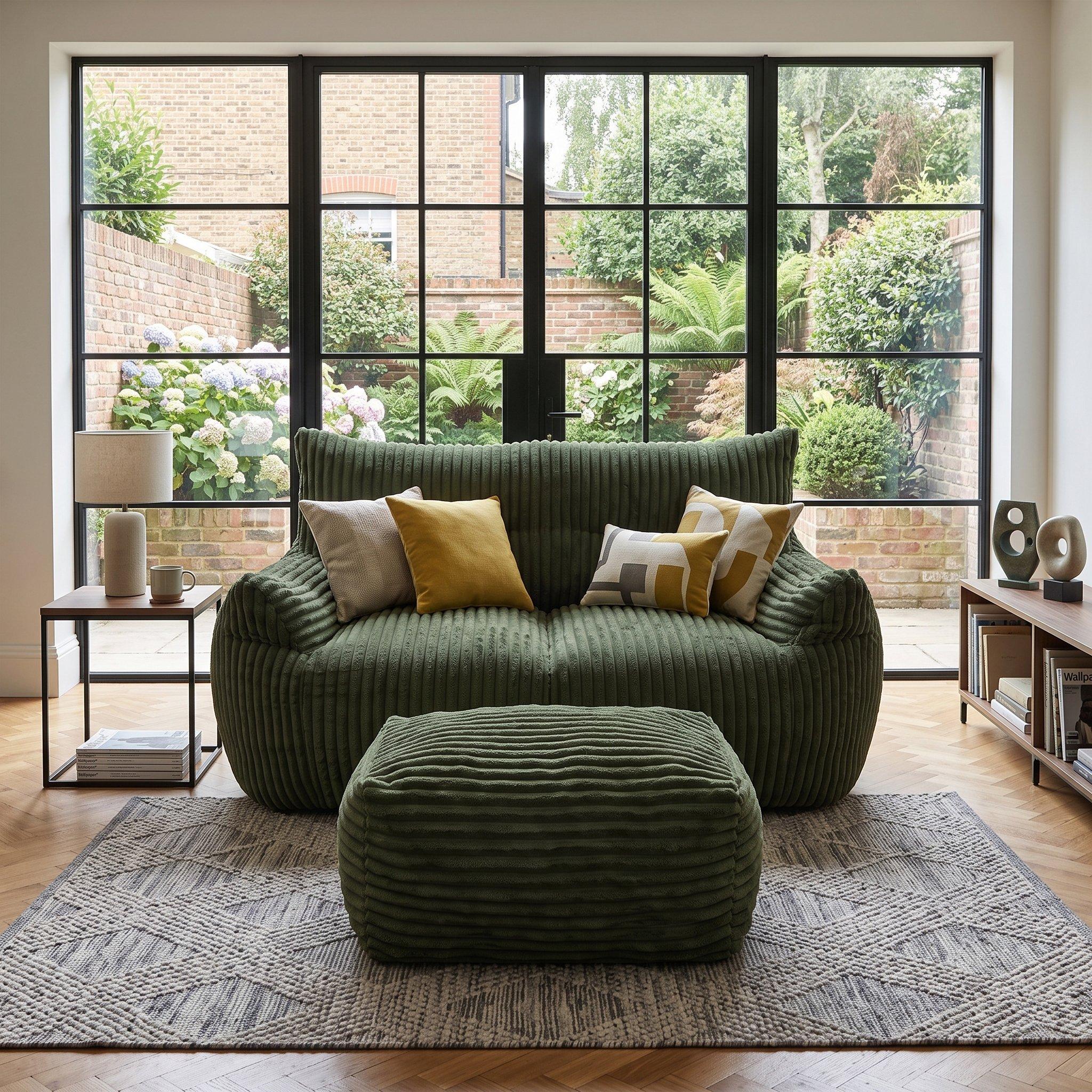 Green - Urban Meuble - SOFA Corduroy  with Ottoman - 2